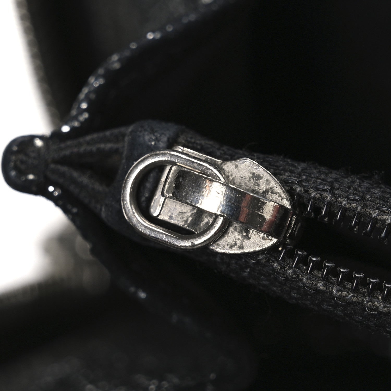 Iridescent Calfskin Quilted Zip Around Wallet Grey
