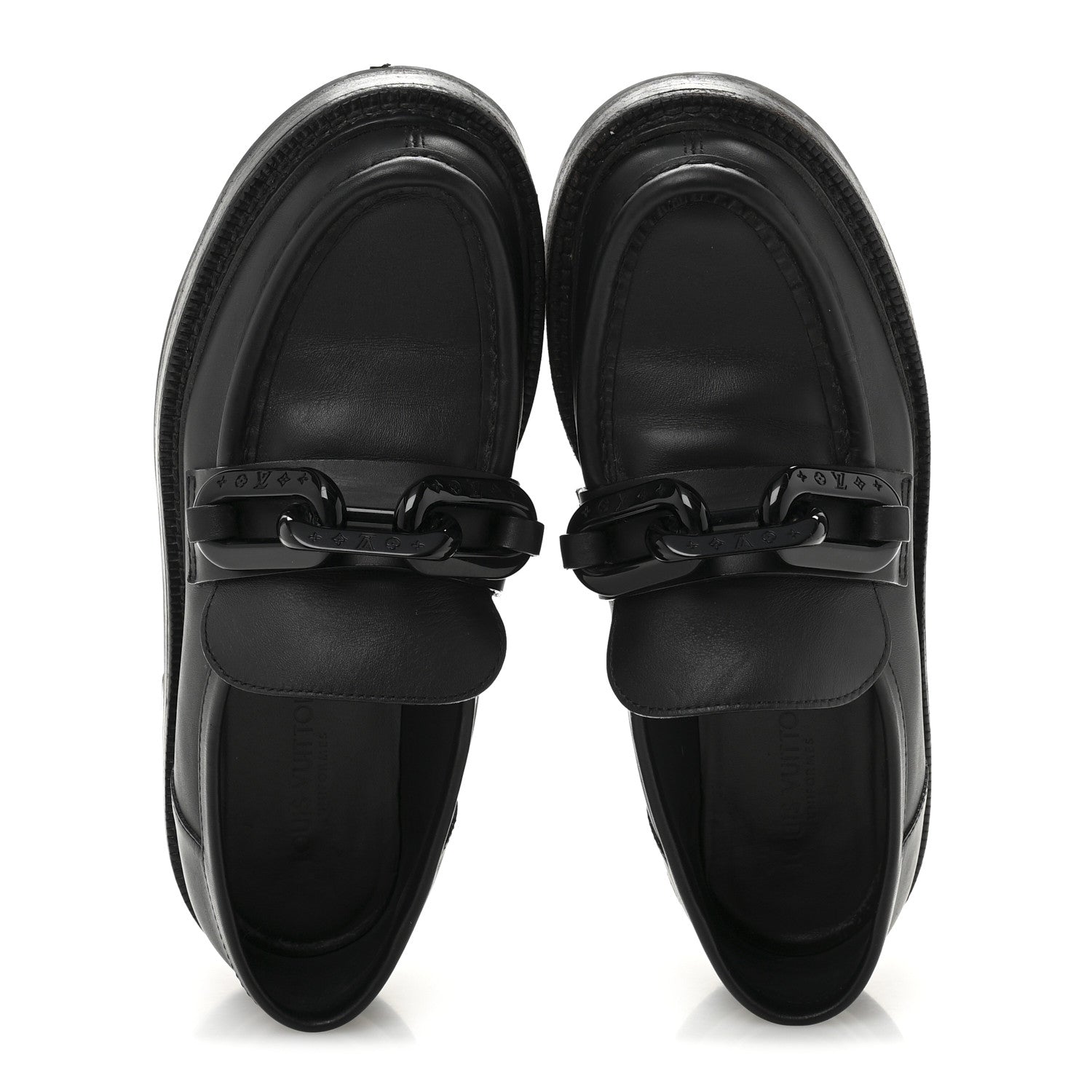 Calfskin Oversized Chain Academy Loafers 37 Black