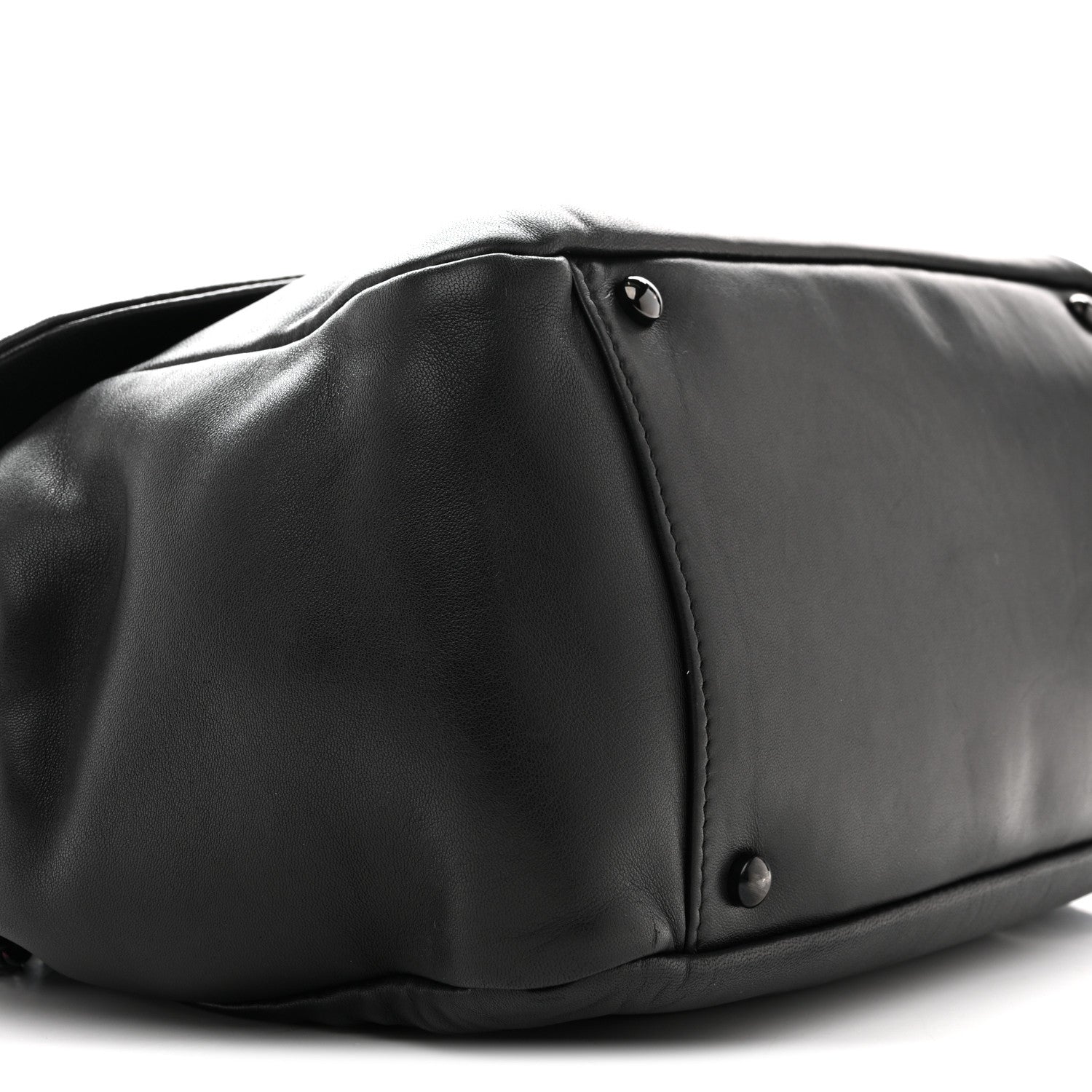 Lambskin Studded Accordion CC Flap Black