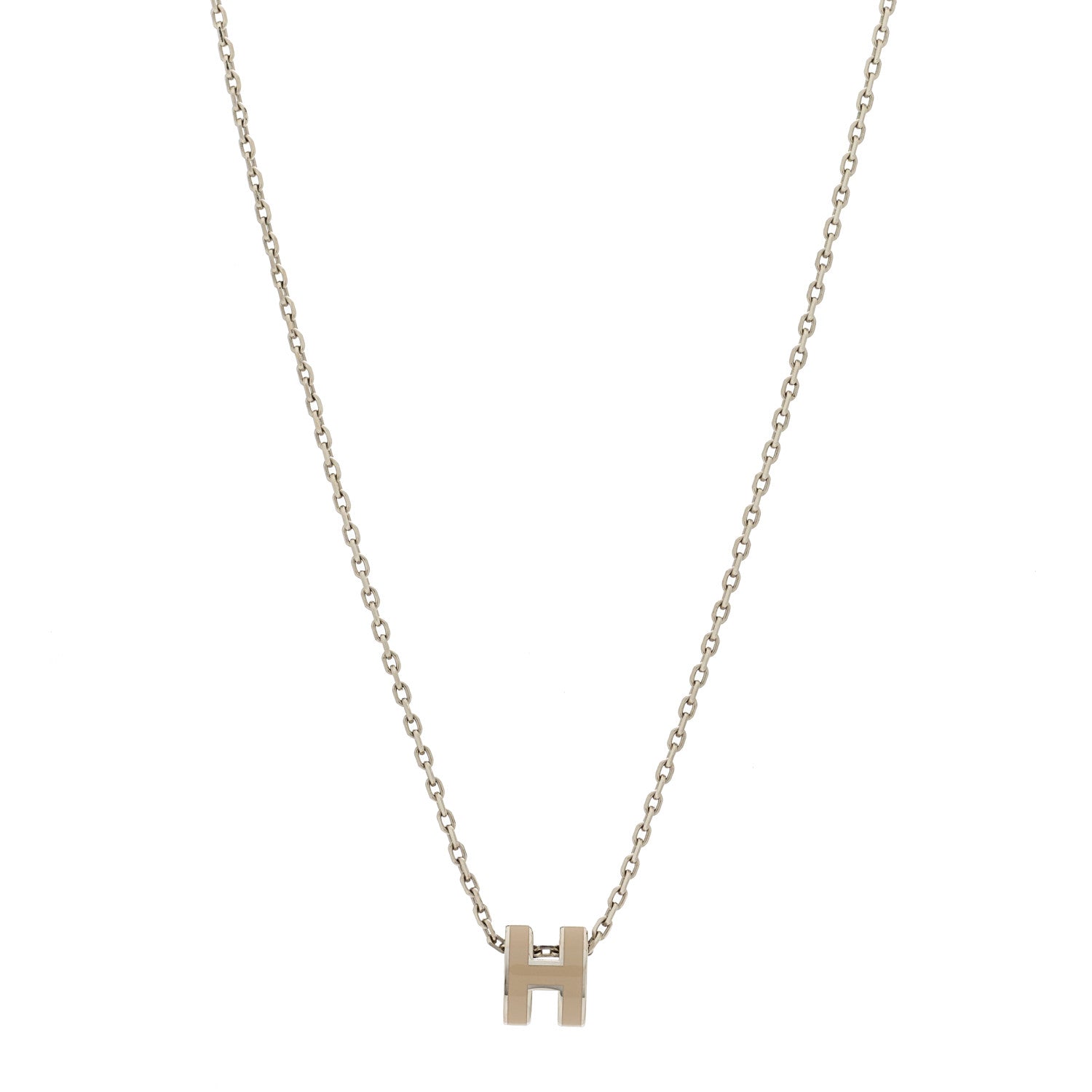 Palladium Mini Pop H Pendant Necklace Marron Glace