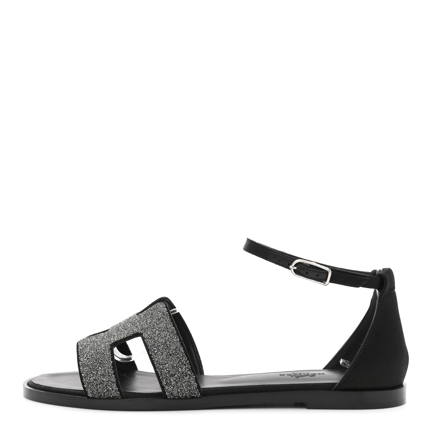 Satin Crystal Santorini Sandals 37.5 Black