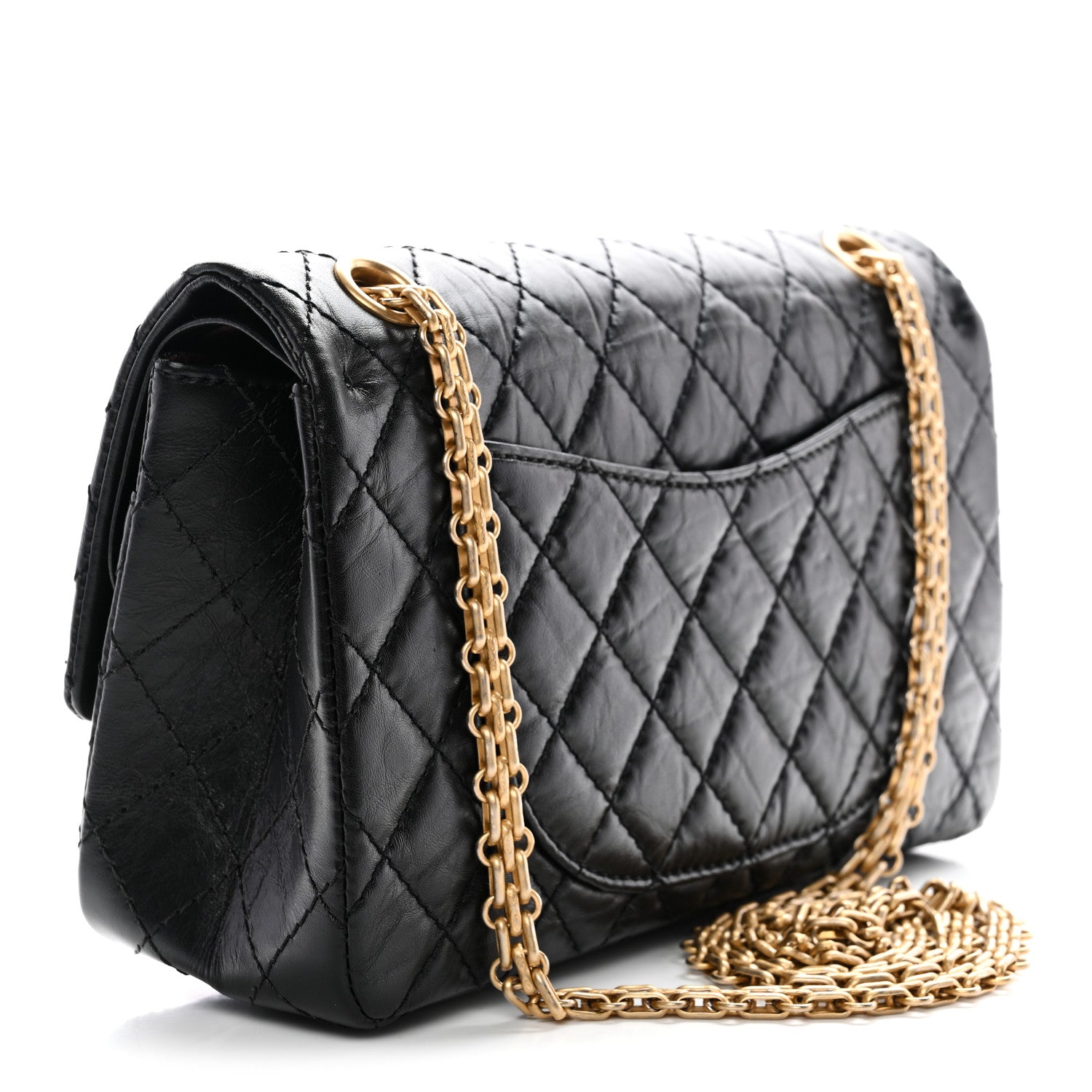 Aged Calfskin Quilted 2.55 Reissue 225 Flap Black