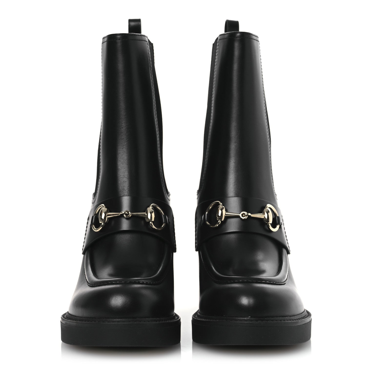 Calfskin Horsebit Ankle Boots 38 Black