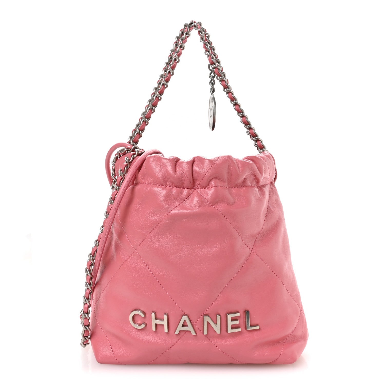 Shiny Calfskin Quilted Mini Chanel 22 Pink