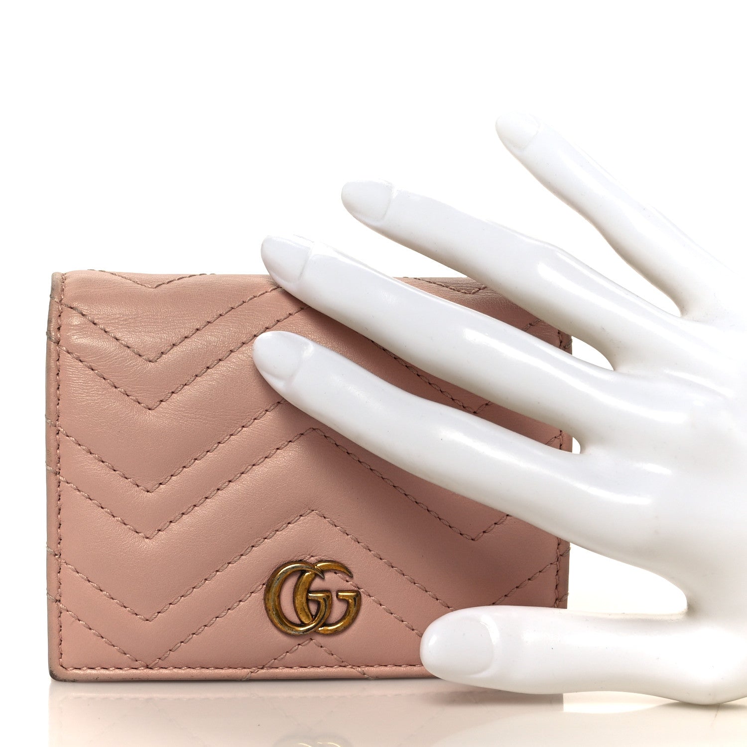 Calfskin Matelasse GG Marmont Card Case Wallet Perfect Pink