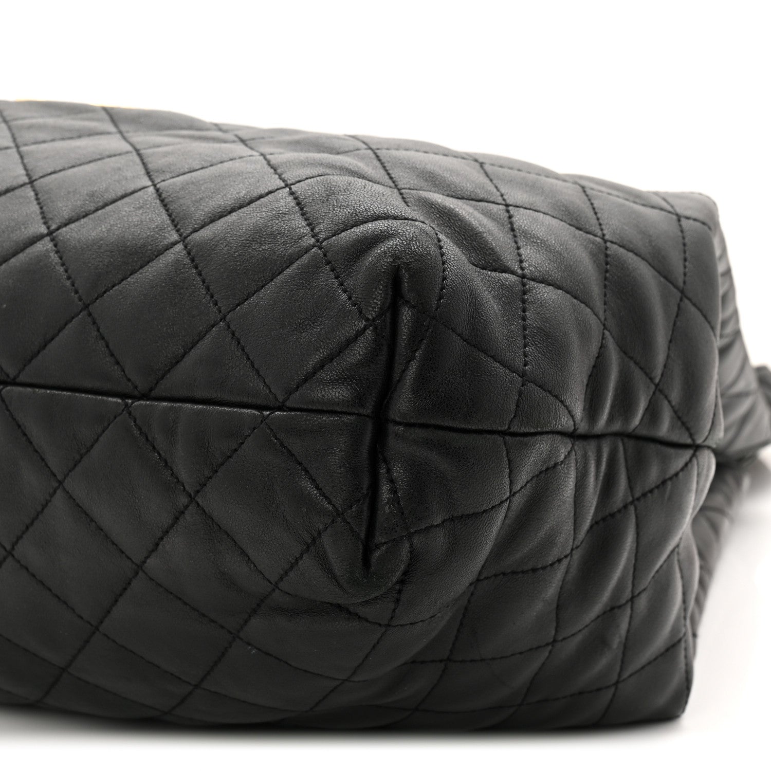 Lambskin Quilted Maxi Icare Shopping Tote Black