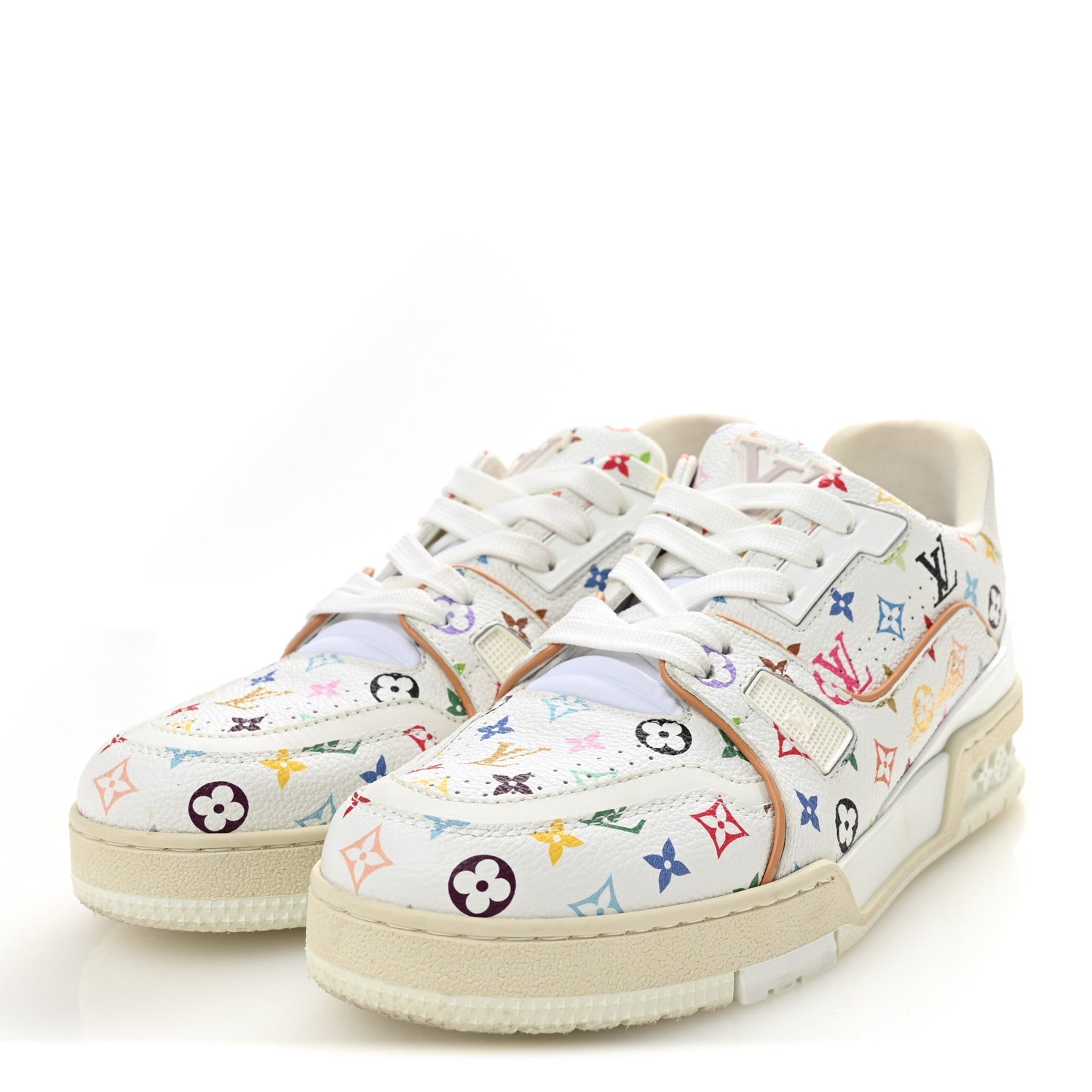 LV X TM Calfskin Monogram Multicolor Womens LV Trainer Sneakers 38 White