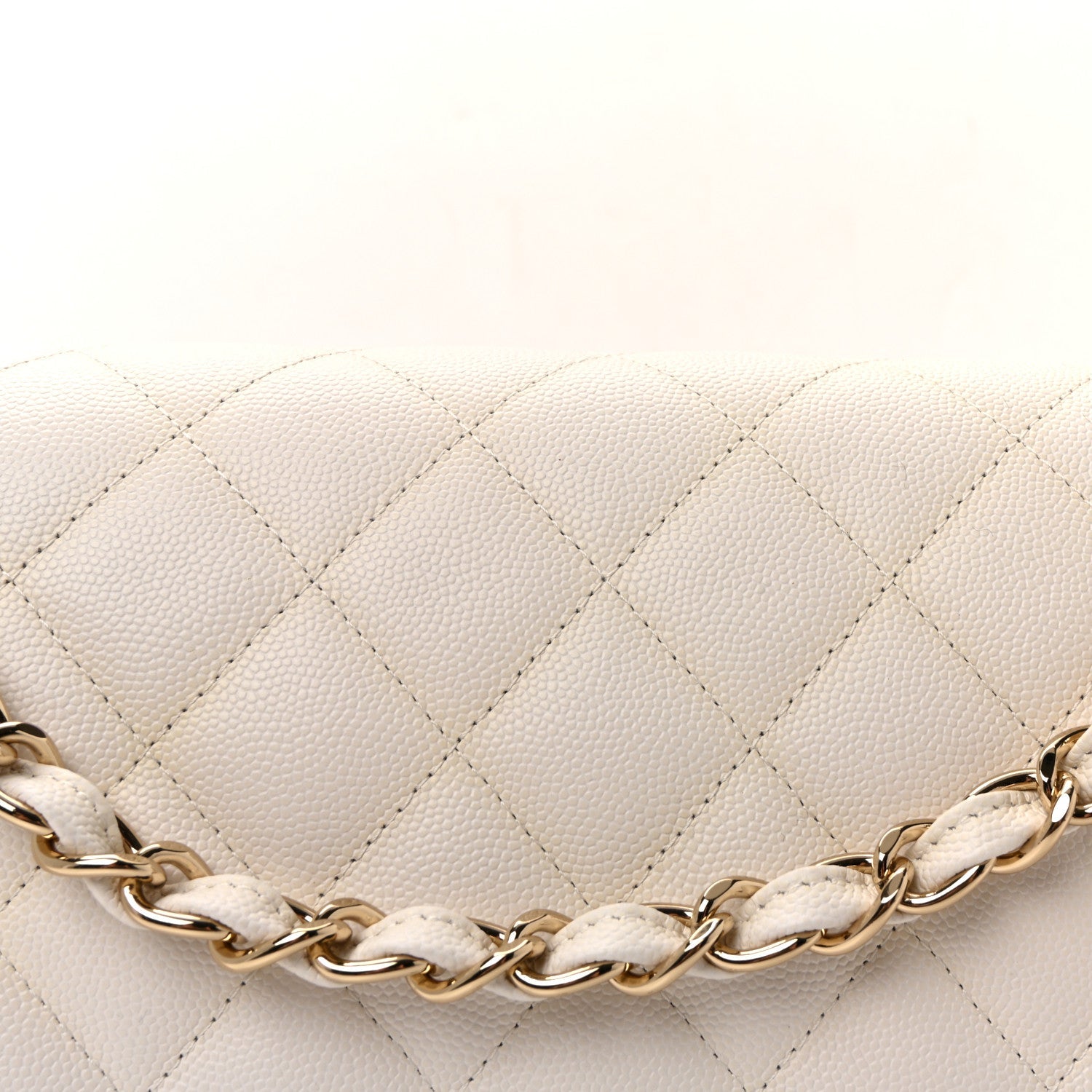 Caviar Quilted Jumbo Double Flap White