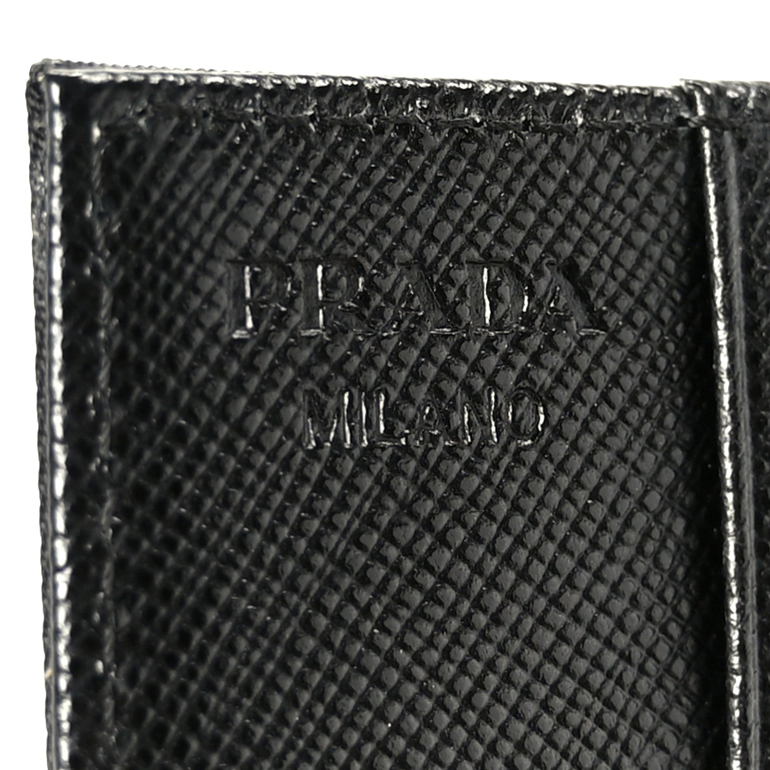Tessuto Nylon Saffiano Tri-Fold Compact Wallet Black