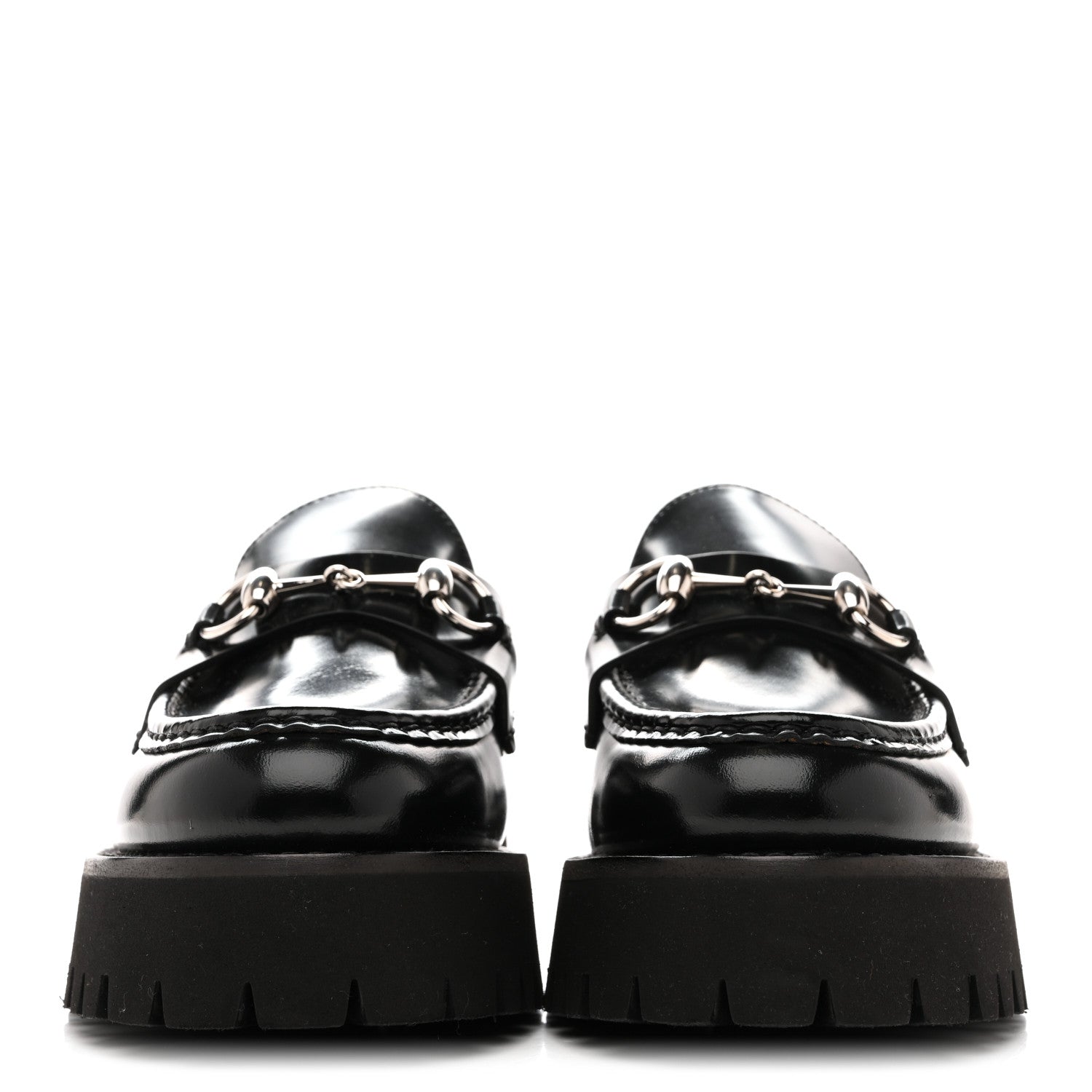 Cordovan Lux Womens Horsebit 45mm Platform Loafers 39.5 Black