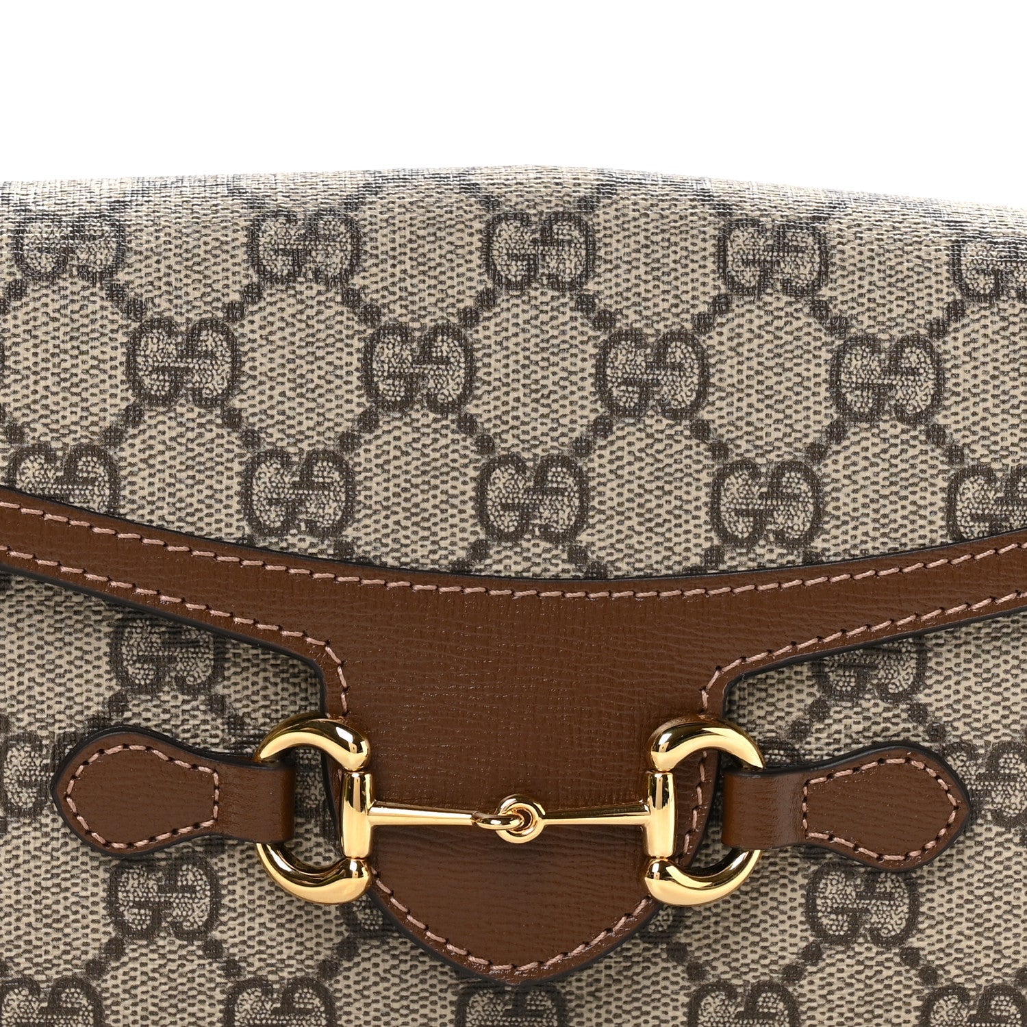 GG Supreme Monogram Mini Horsebit 1955 Shoulder Bag Beige Brown Sugar