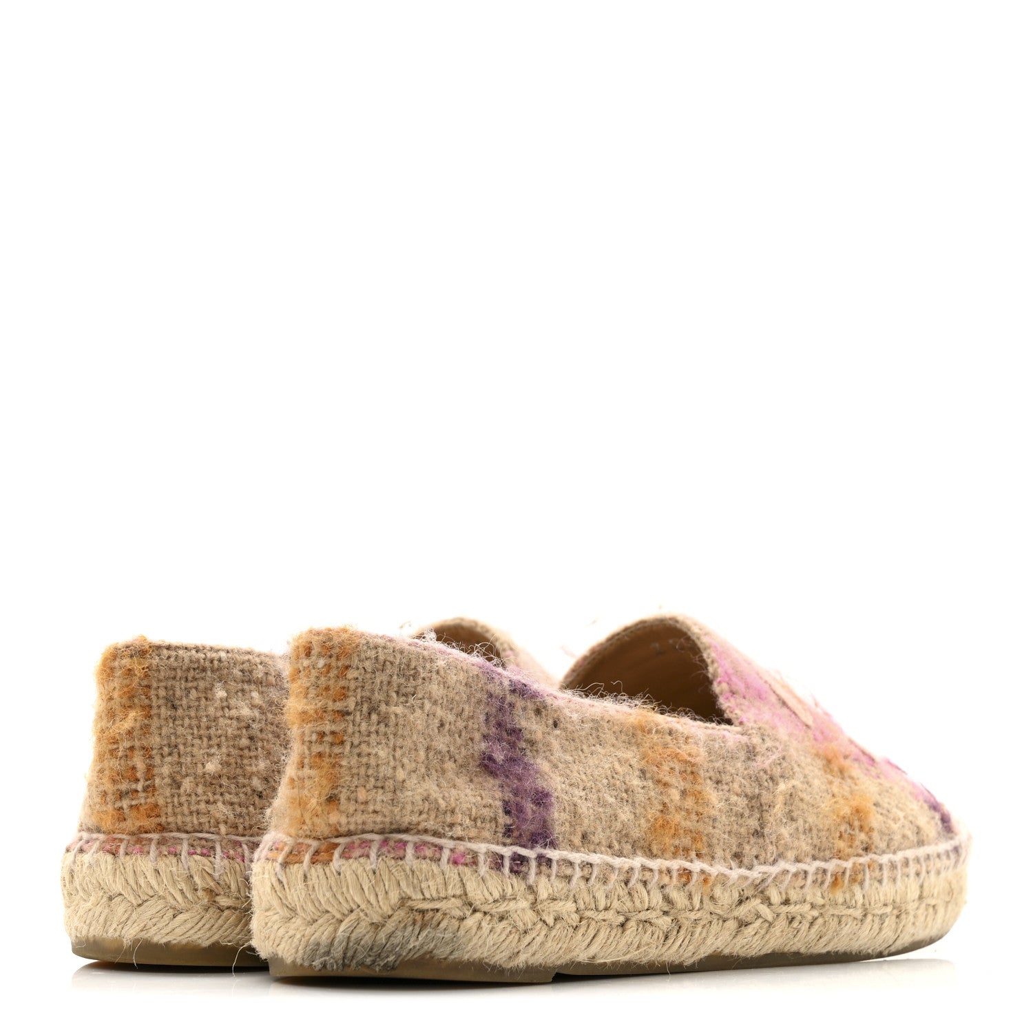 Tweed Grosgrain CC Espadrilles 38 Beige Pink Peach