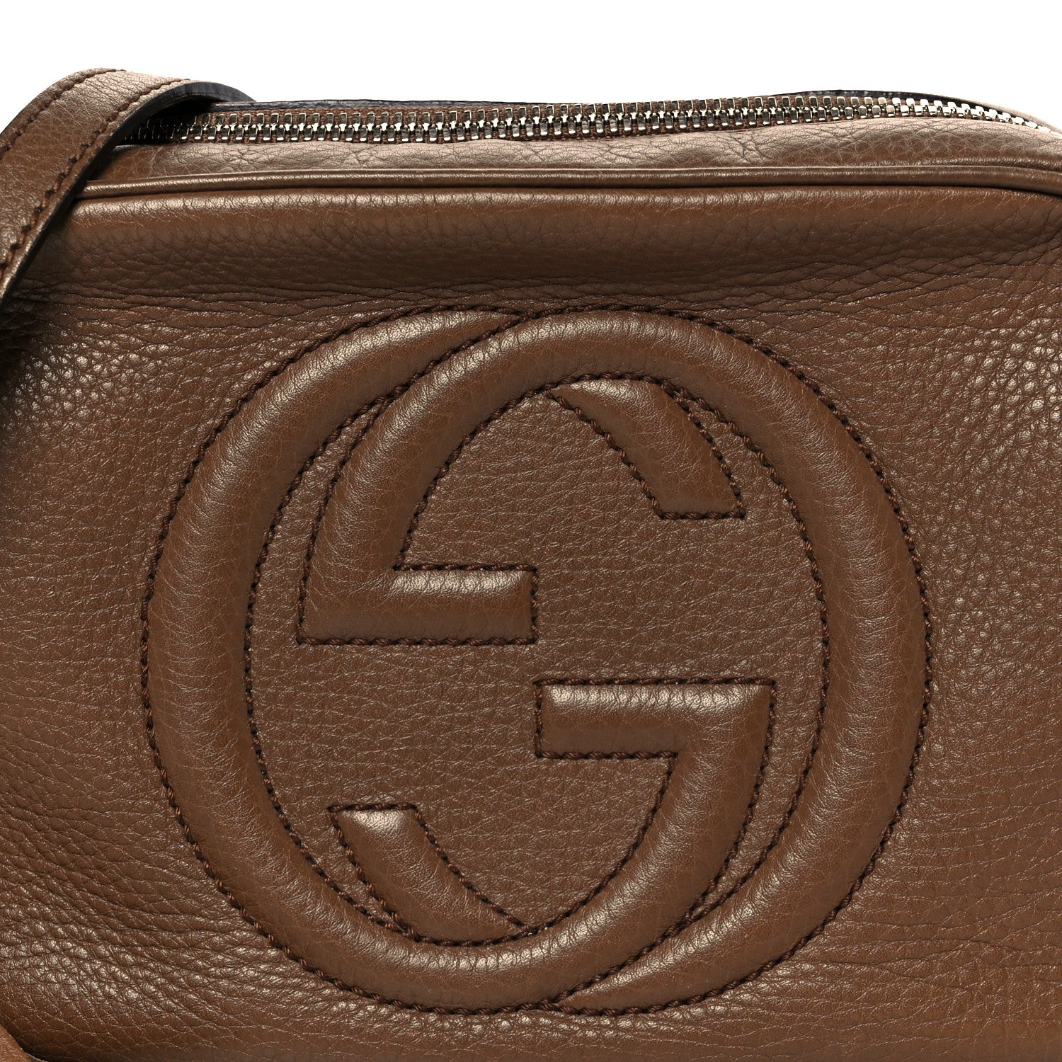 Pebbled Calfskin Small Soho Disco Bag Acero