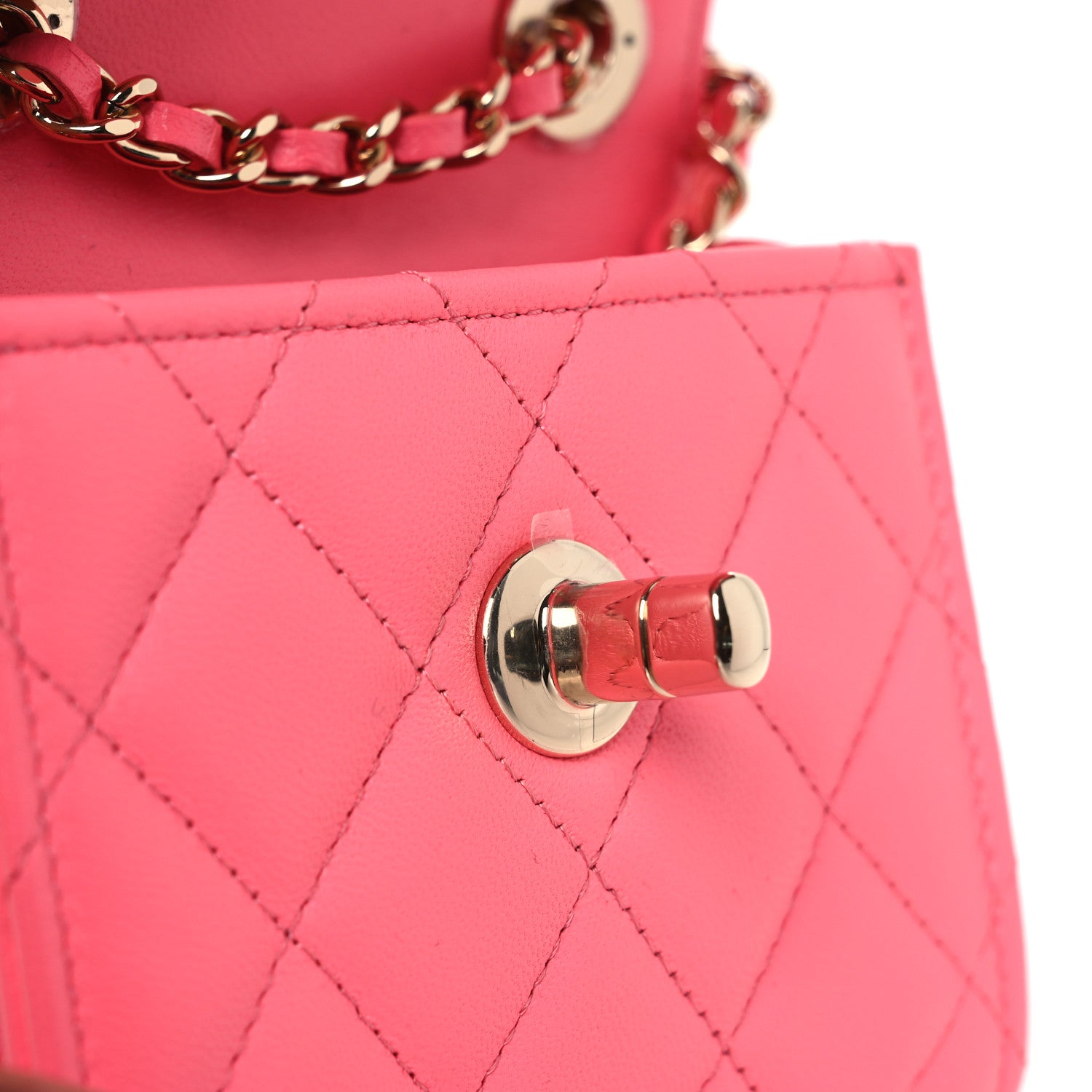 Lambskin Quilted Mini Trendy CC Chain Wallet Pink
