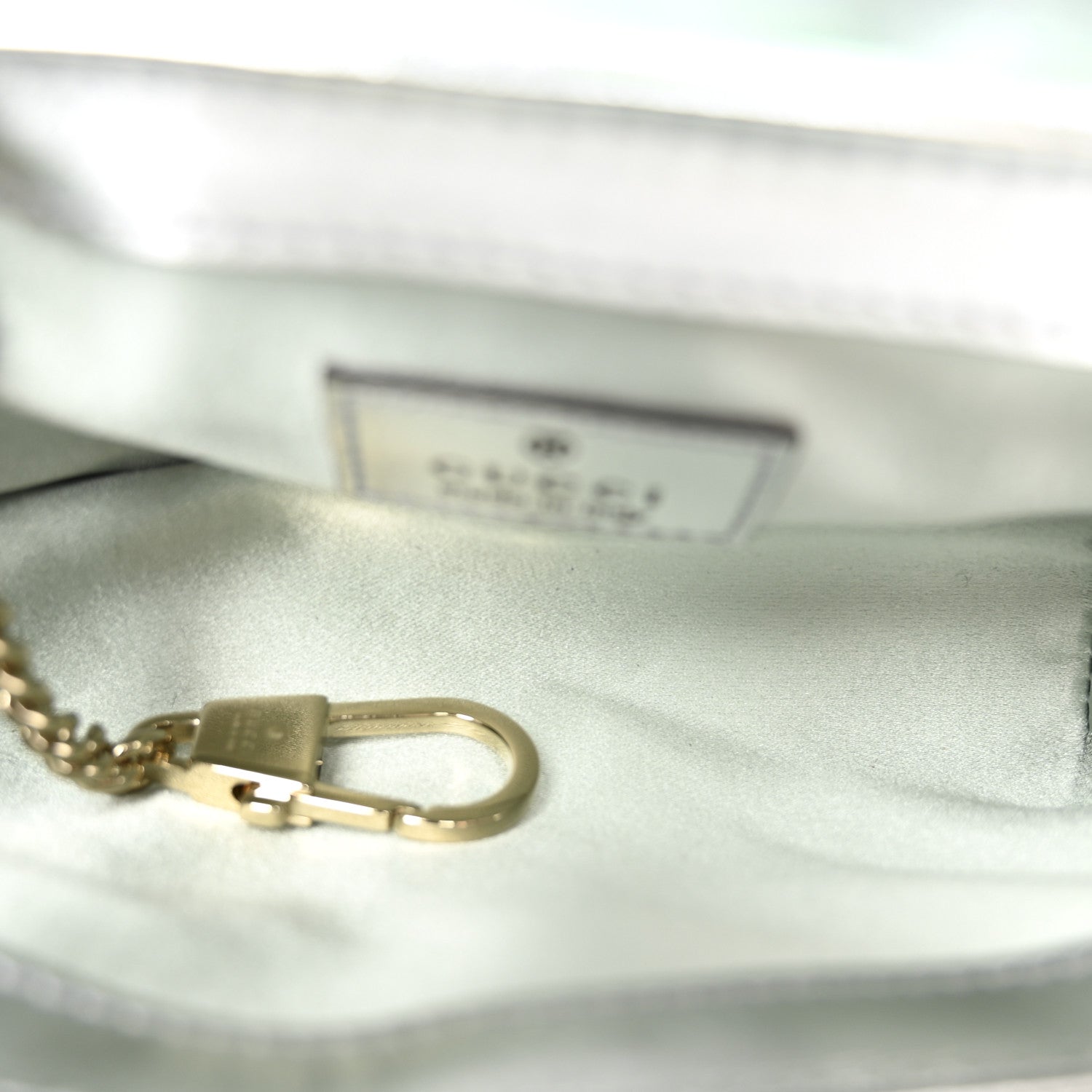 Iridescent Nappa Chevron Matelasse Super Mini GG Marmont Shoulder Bag Iridescent Snow Light Blue