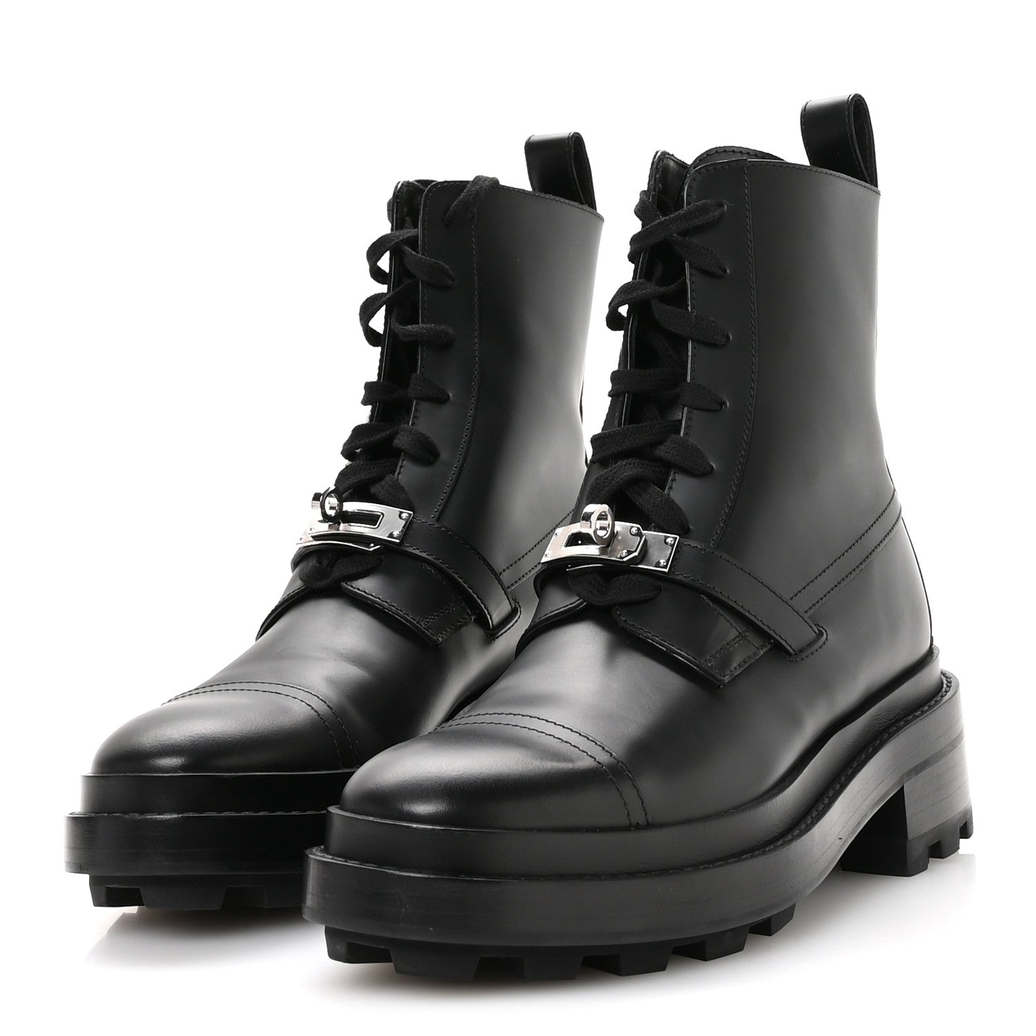 Glossed Calfskin Funk Ankle Boots 36 Black