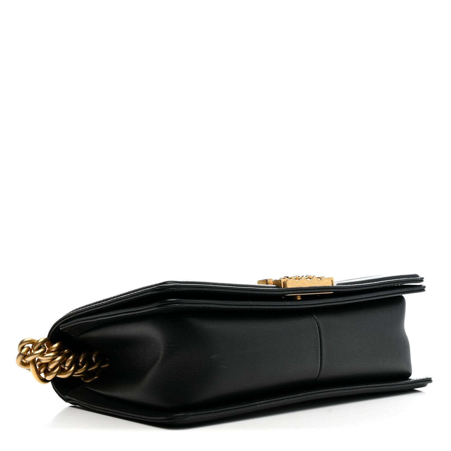 Lambskin Quilted Medium Chain Around Boy Flap Black