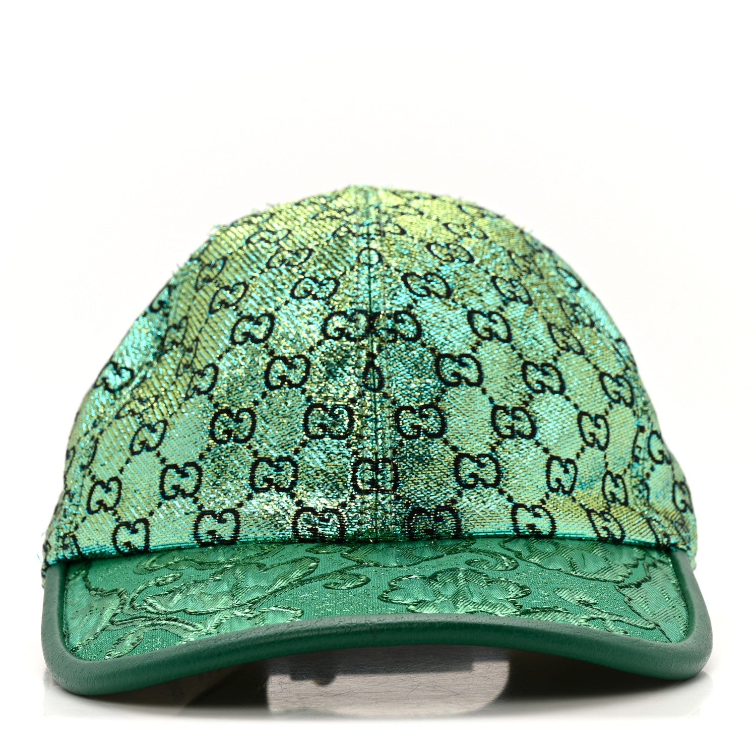 Silk Blend Jacquard Monogram Santa Barbara Baseball Hat S  Green Black Radiant
