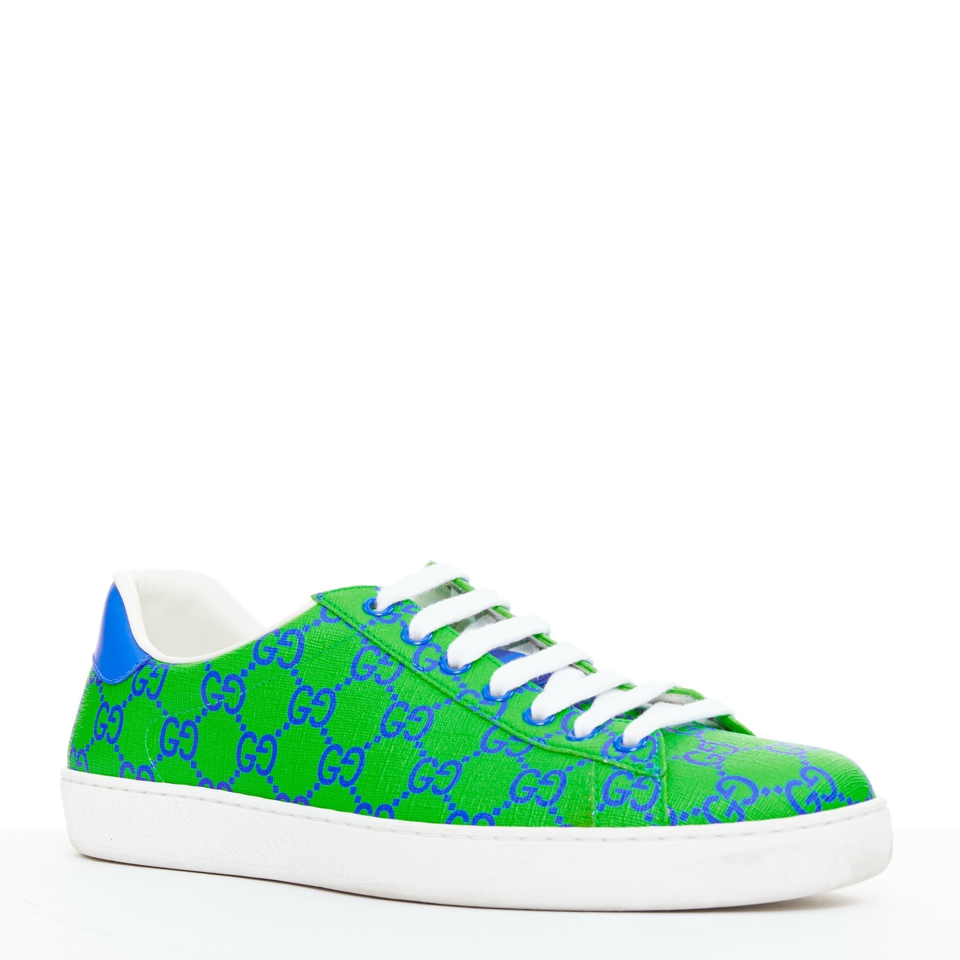 Men's Gucci Ace Supreme Joy Monogram green blue low top sneakers