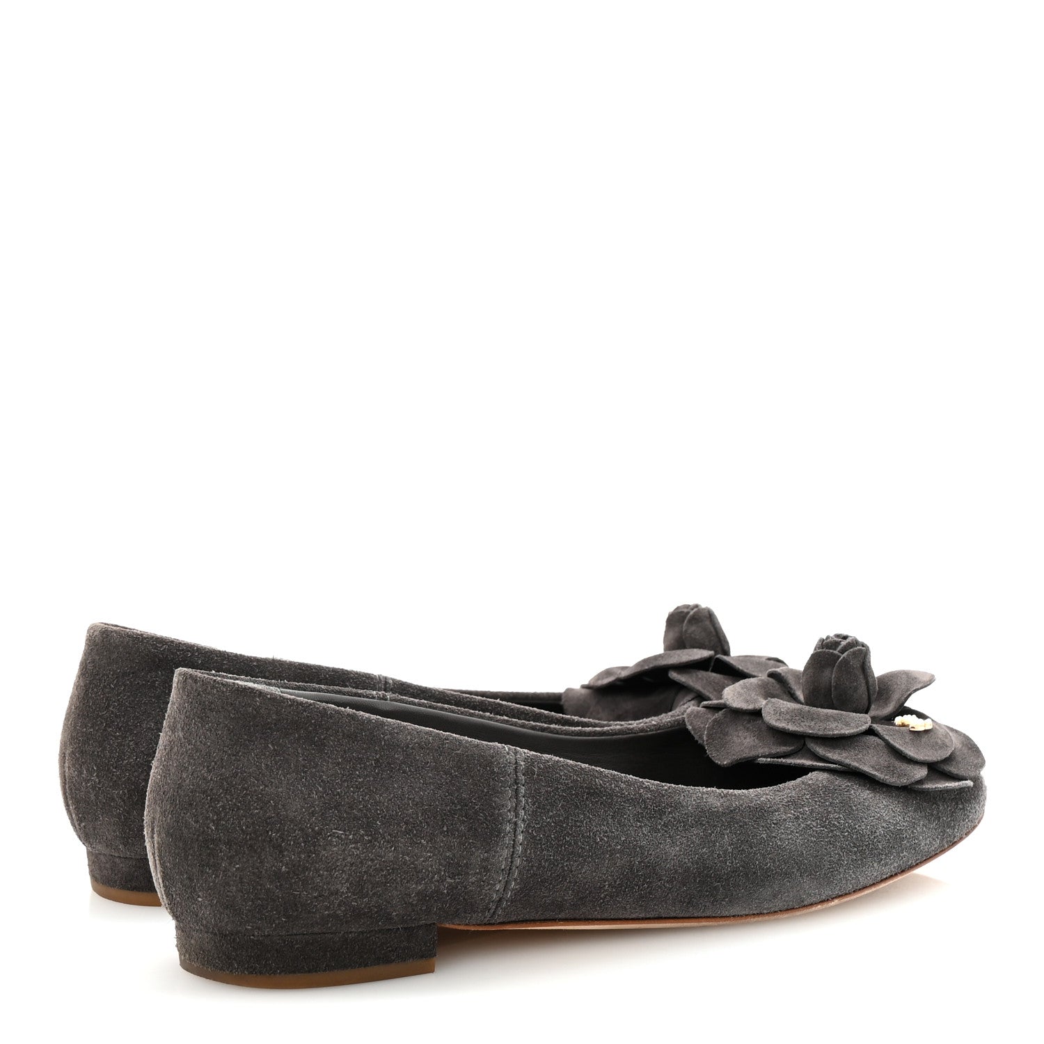 Suede Camellia CC Ballerina Flats 40 Grey