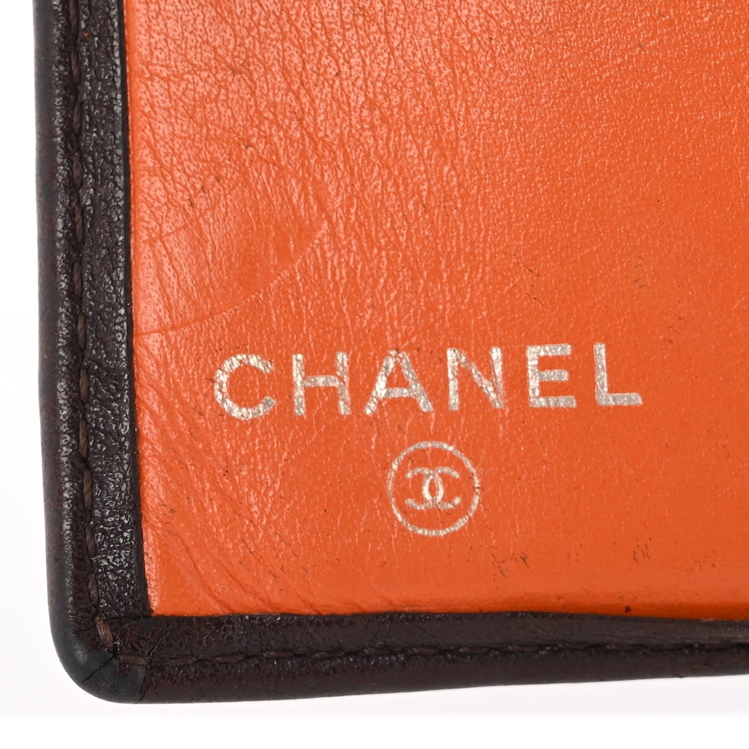 Calfskin Quilted Cambon Bi-fold Wallet Brown