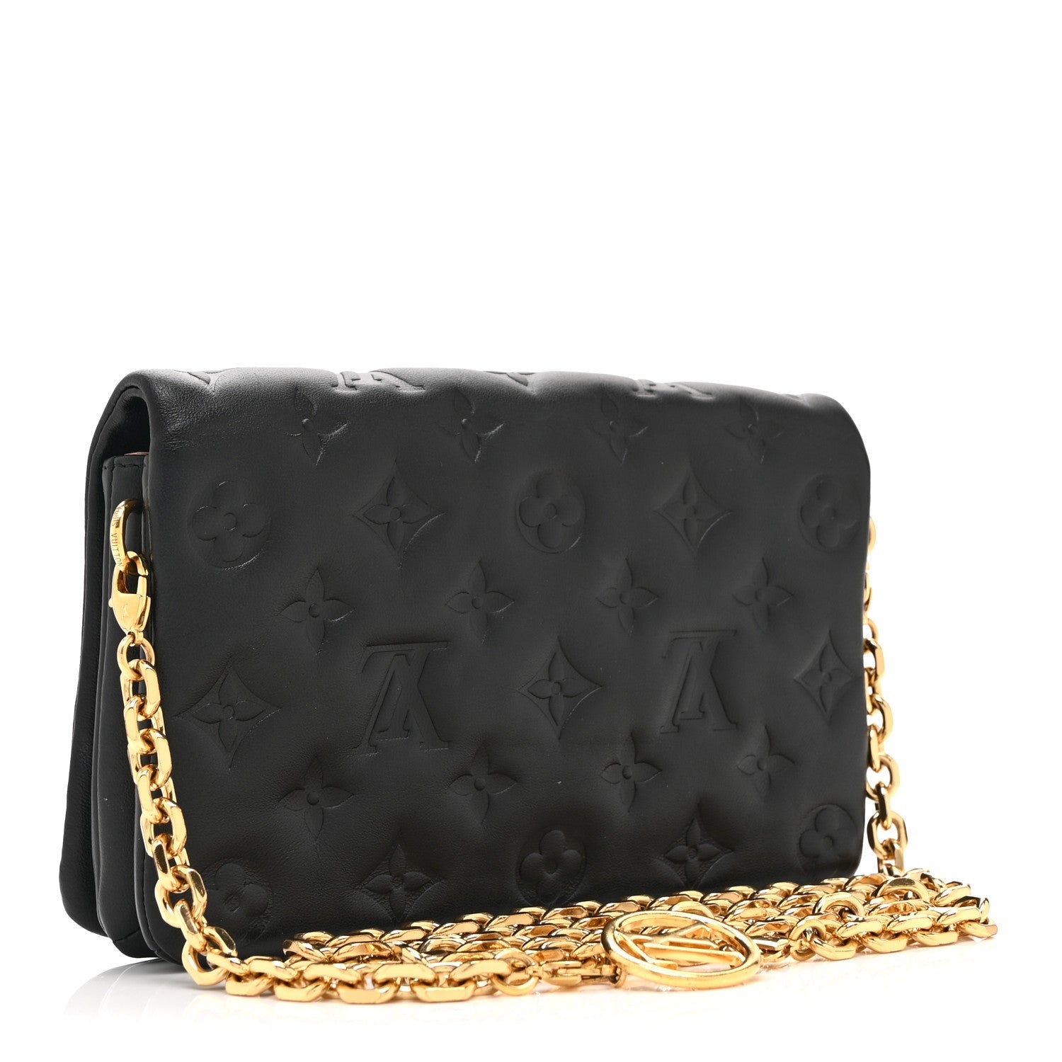 Lambskin Embossed Monogram Pochette Coussin Black