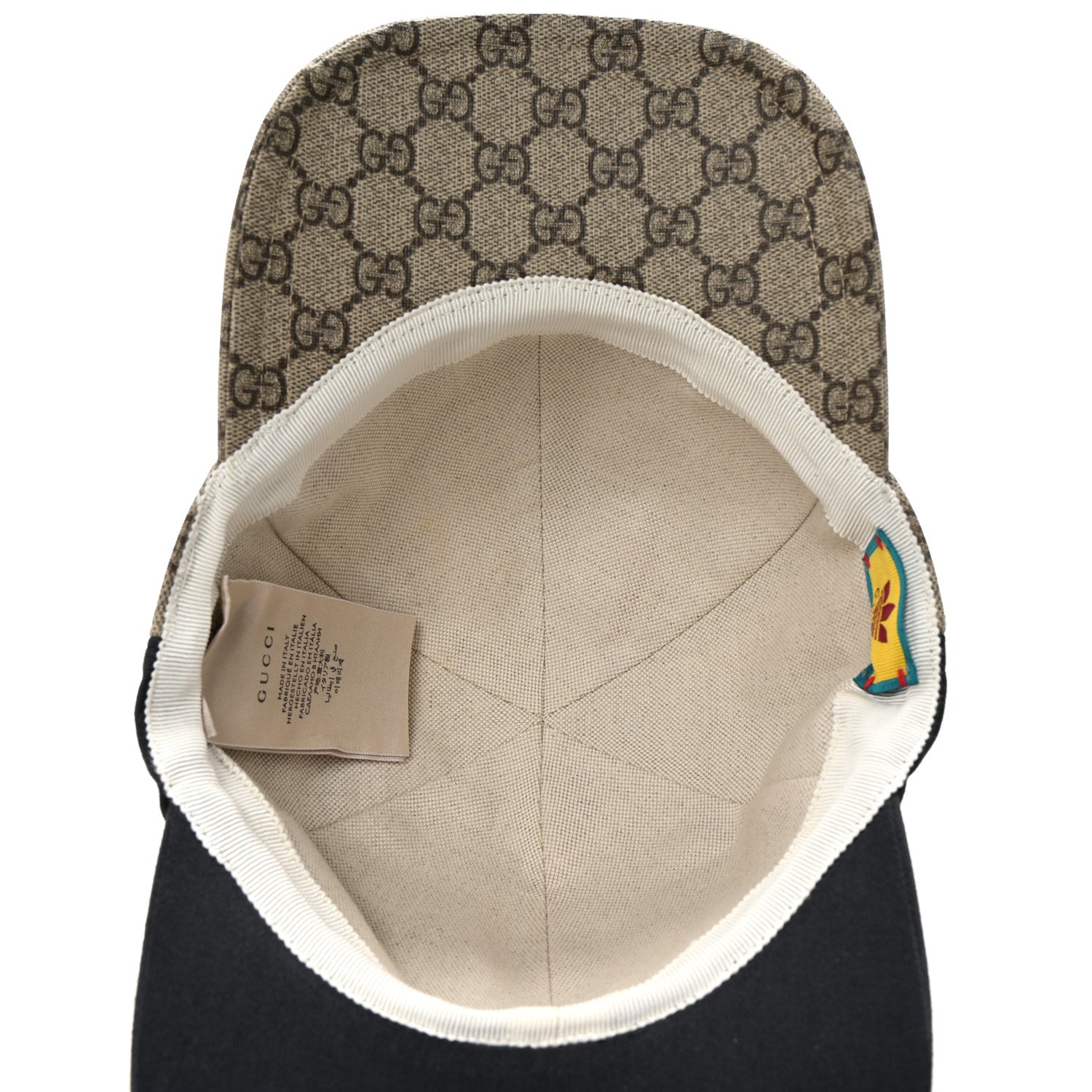 X ADIDAS GG Supreme Monogram Double Sided Baseball Hat M Beige Ebony Black