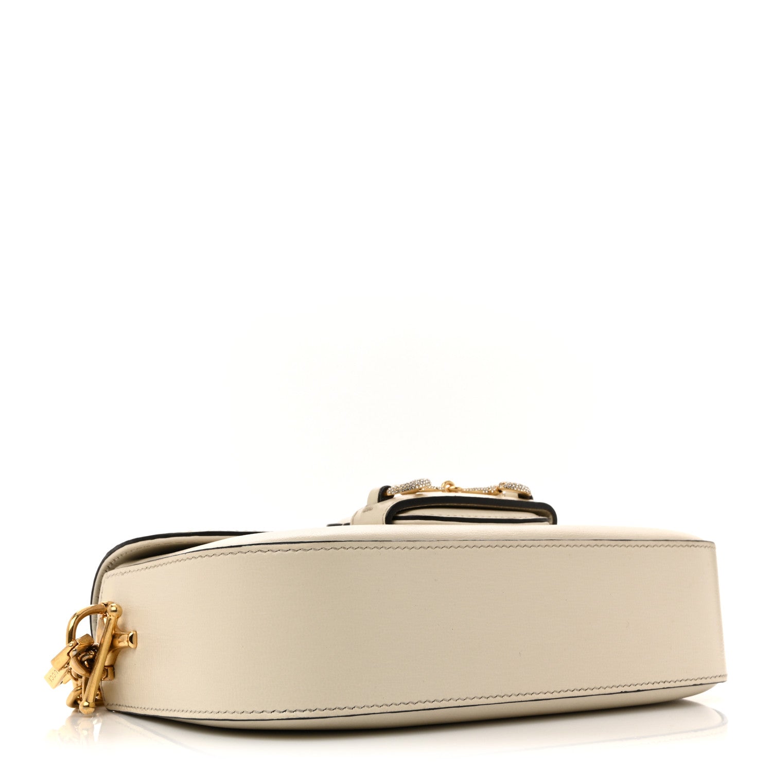 Azalea Calfskin Crystal Small Horsebit 1955 Chain Shoulder Bag White