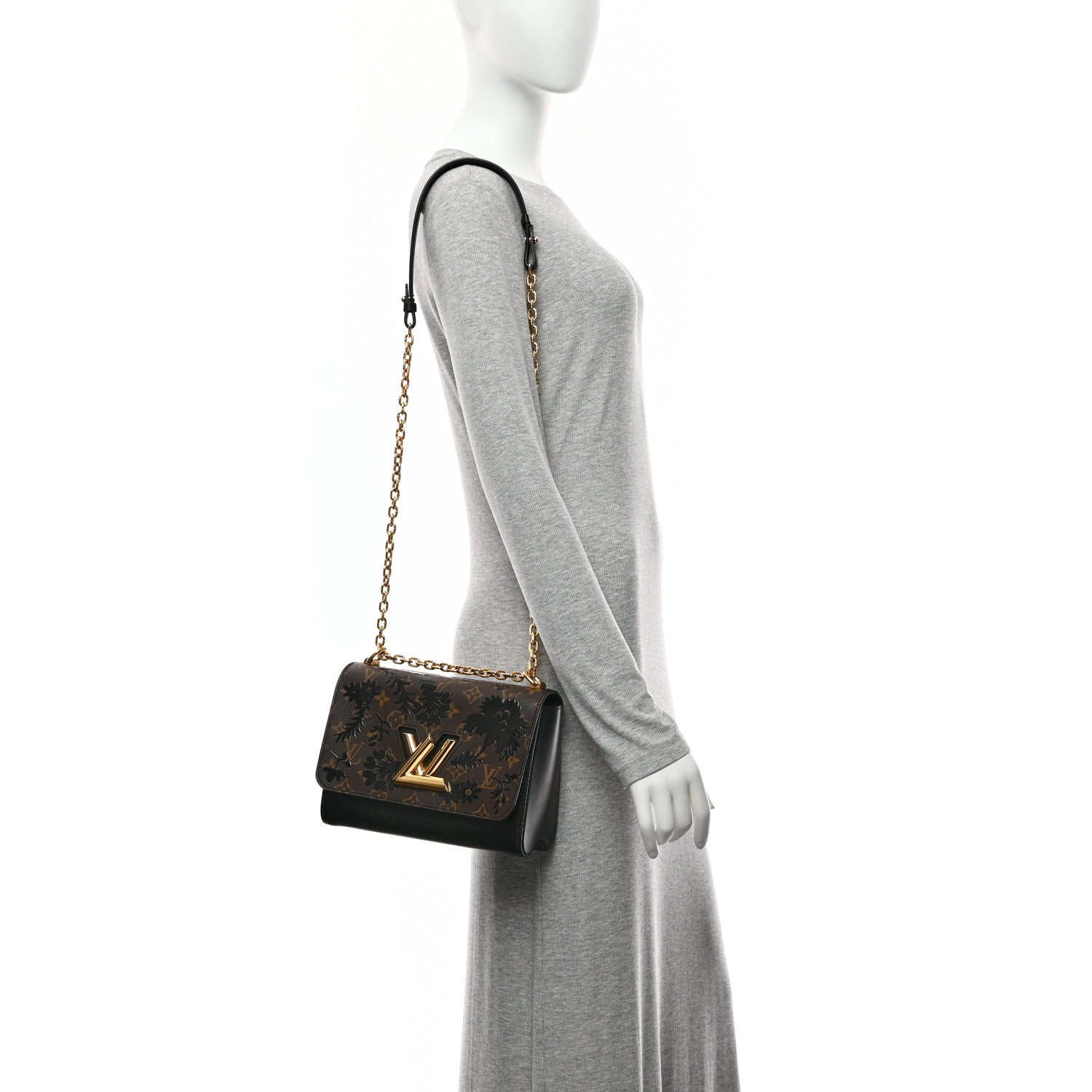 Calfskin Monogram Blossom Twist MM Black