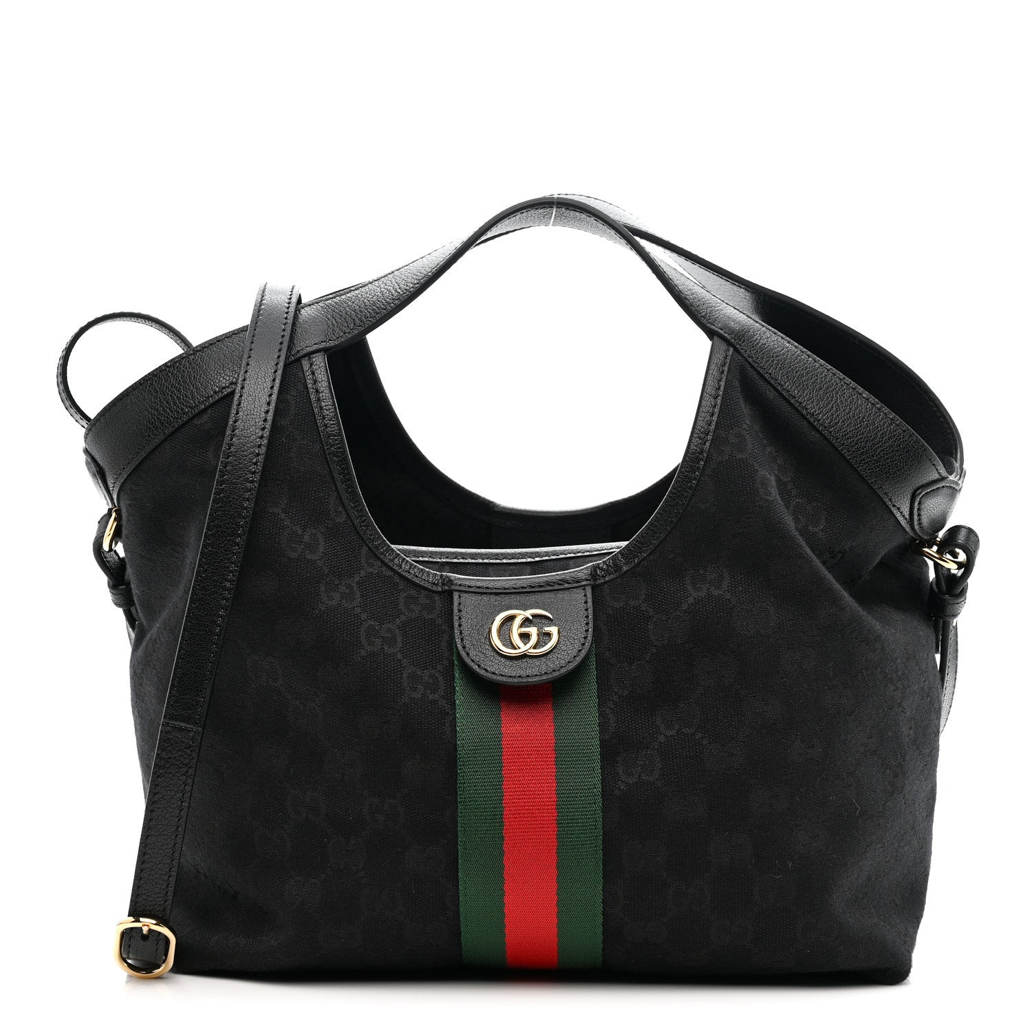 Denim GG Monogram Web Small Giglio Tote Black