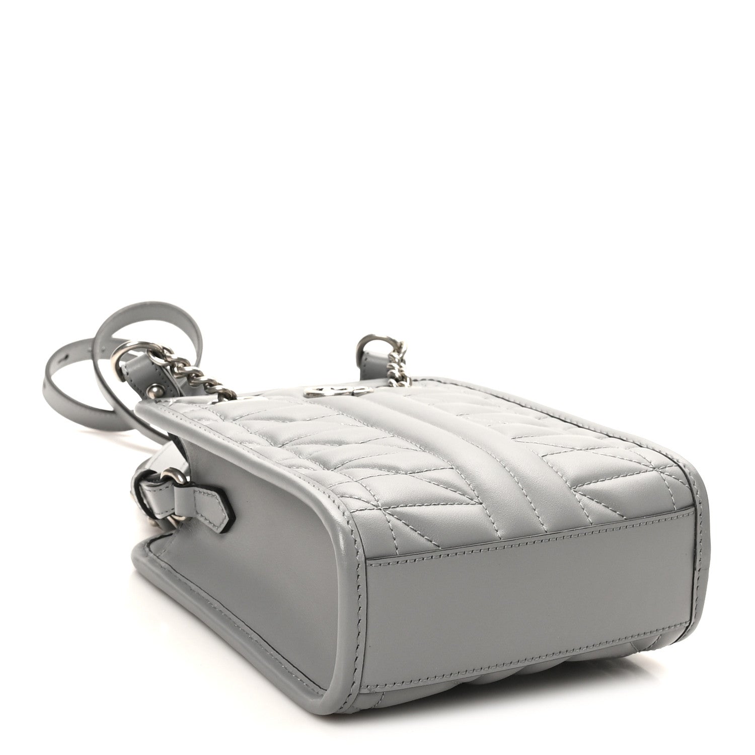 Calfskin Matelasse Chevron Mini GG Marmont Tote Grey