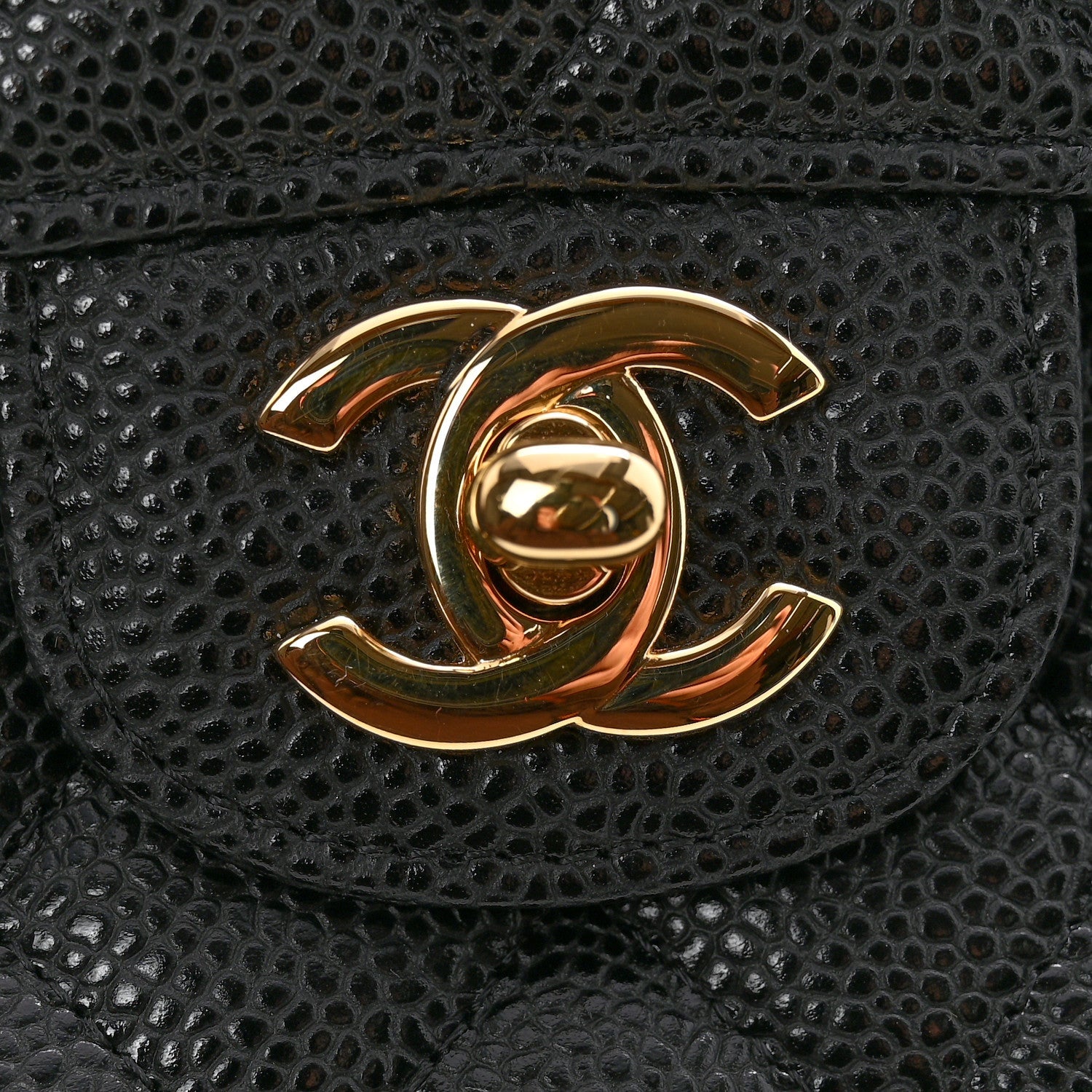 Caviar Quilted Medium Double Flap Black