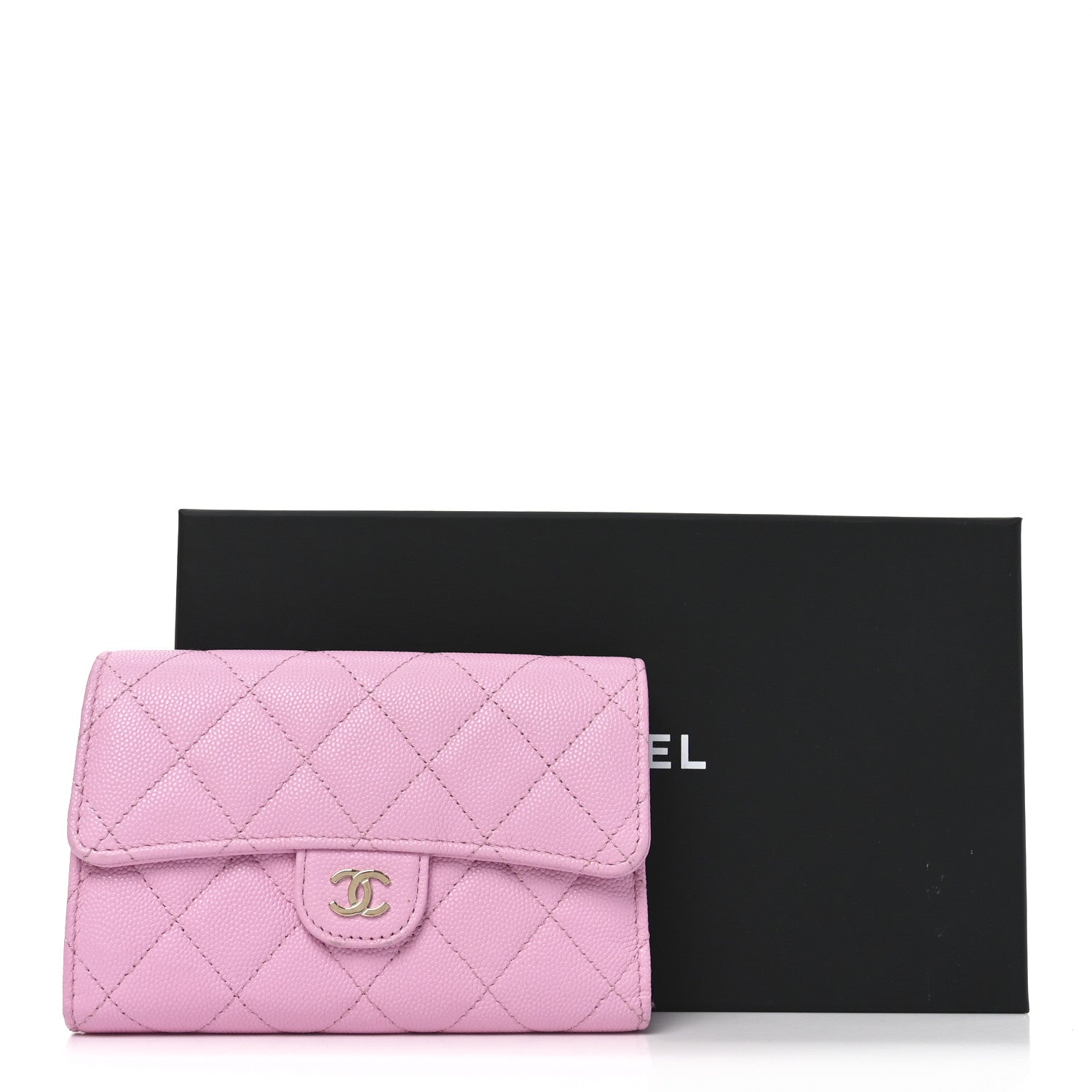 Caviar Quilted Medium Flap Wallet  Lilac