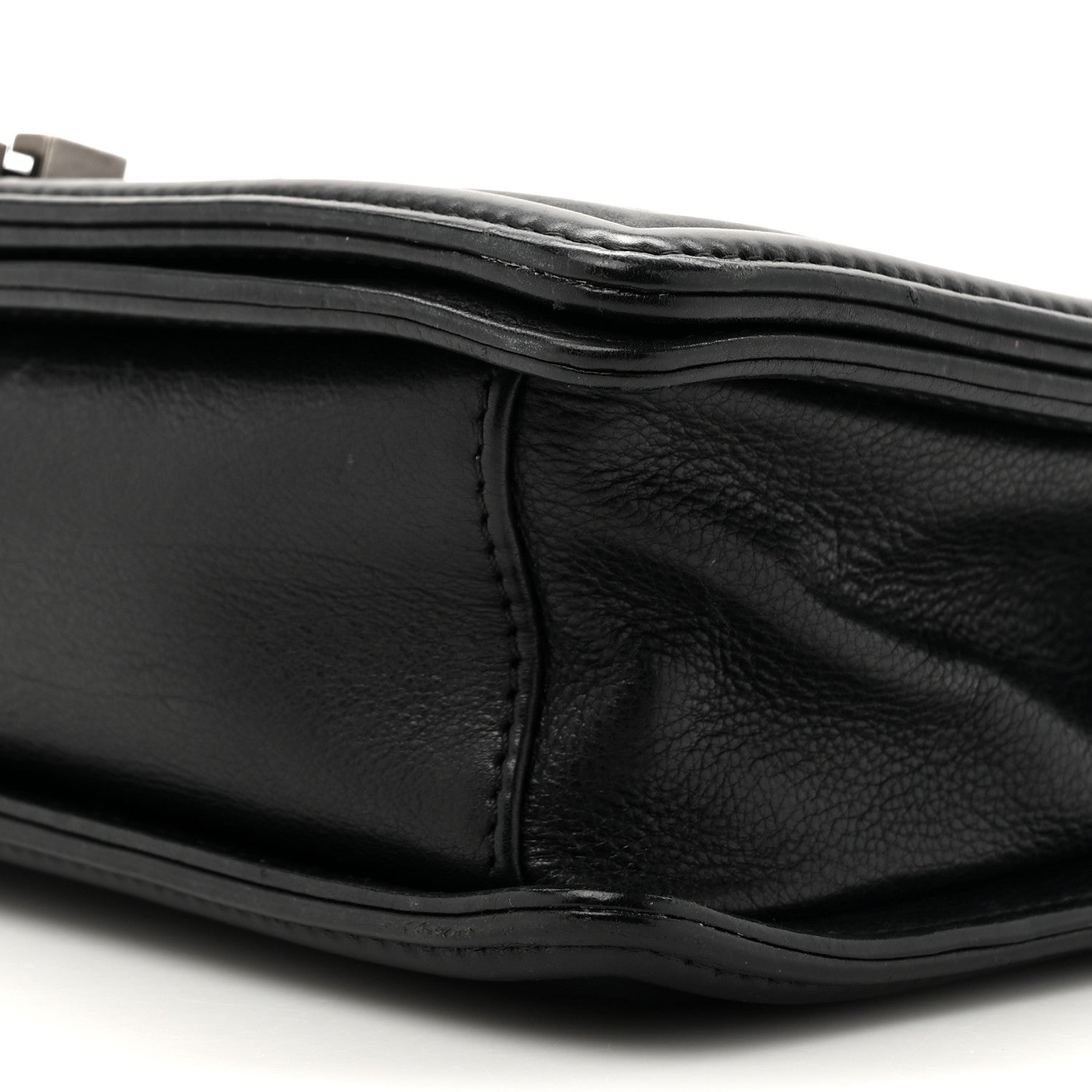 Calfskin Crystal Embossed Medium Boy Flap Black