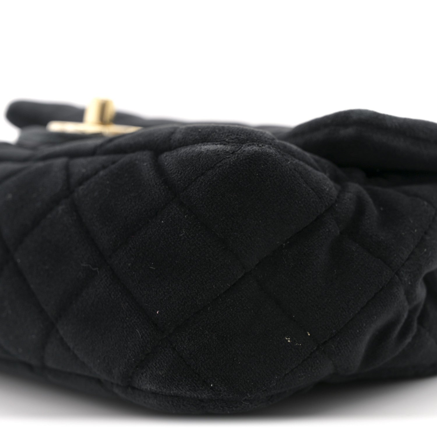 Velvet Quilted Mini Rectangular Pearl Crush Flap Black