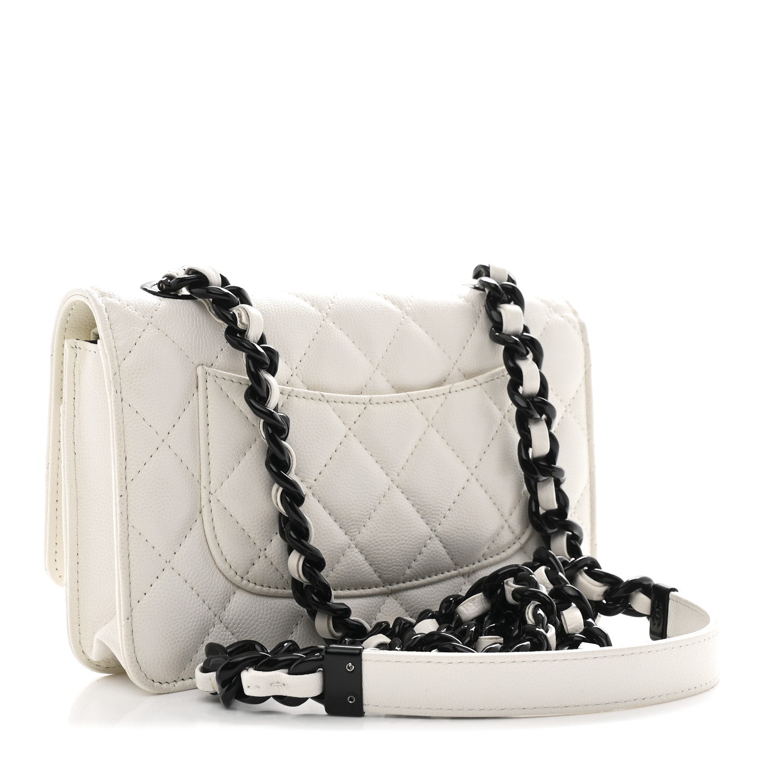 Caviar Quilted My Everything Wallet On Chain WOC White