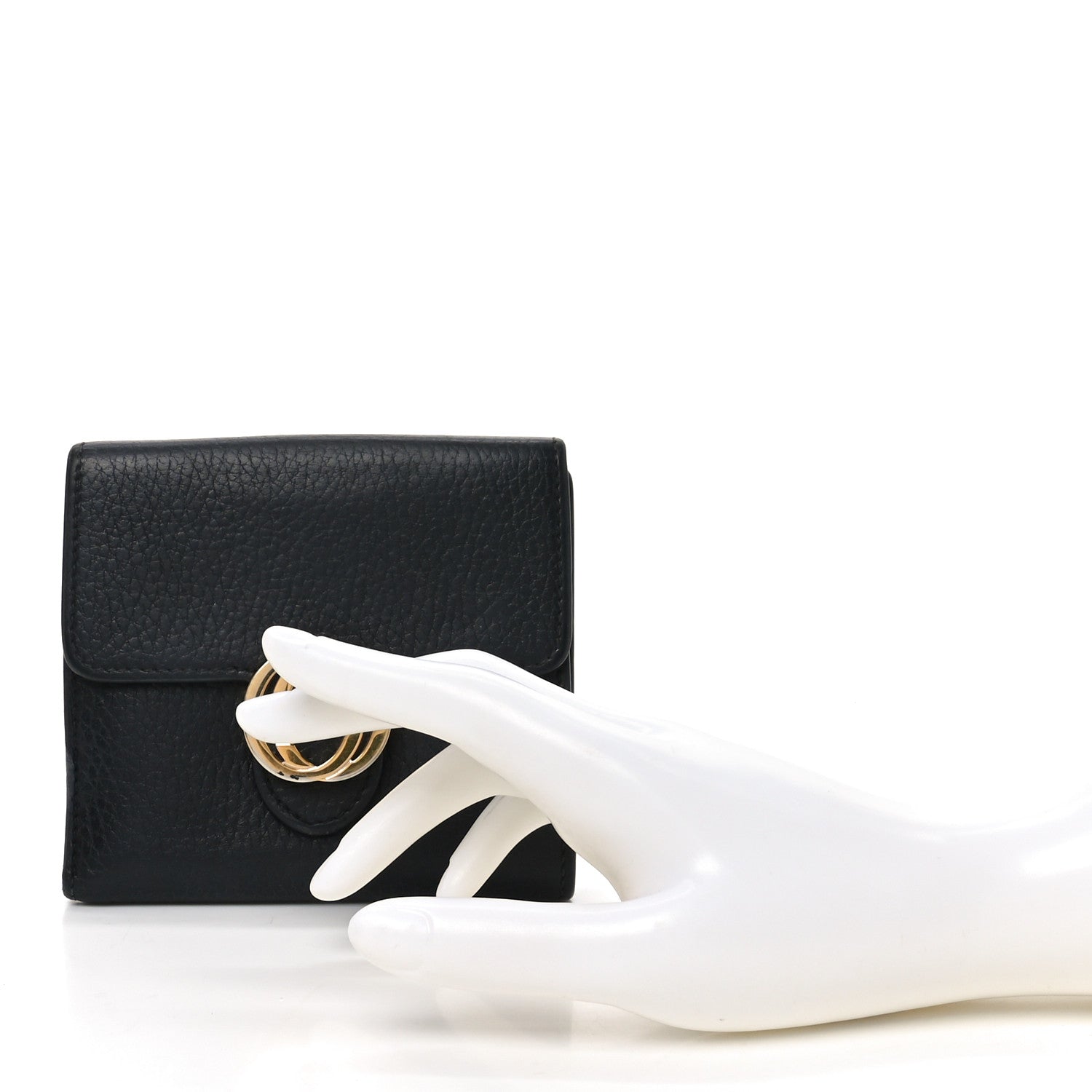 Dollar Calfskin Interlocking G French Wallet Black