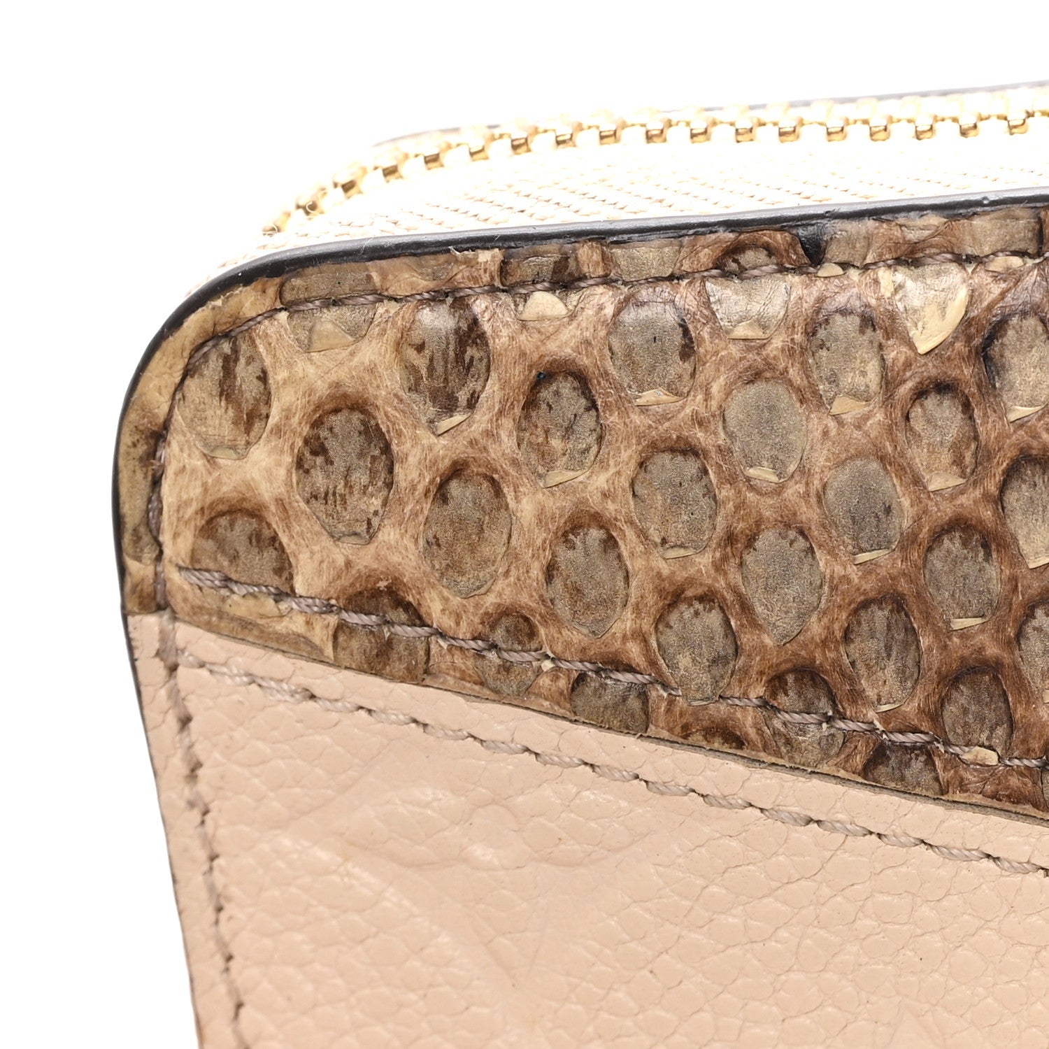 Snakeskin Empreinte Zippy Wallet Creme