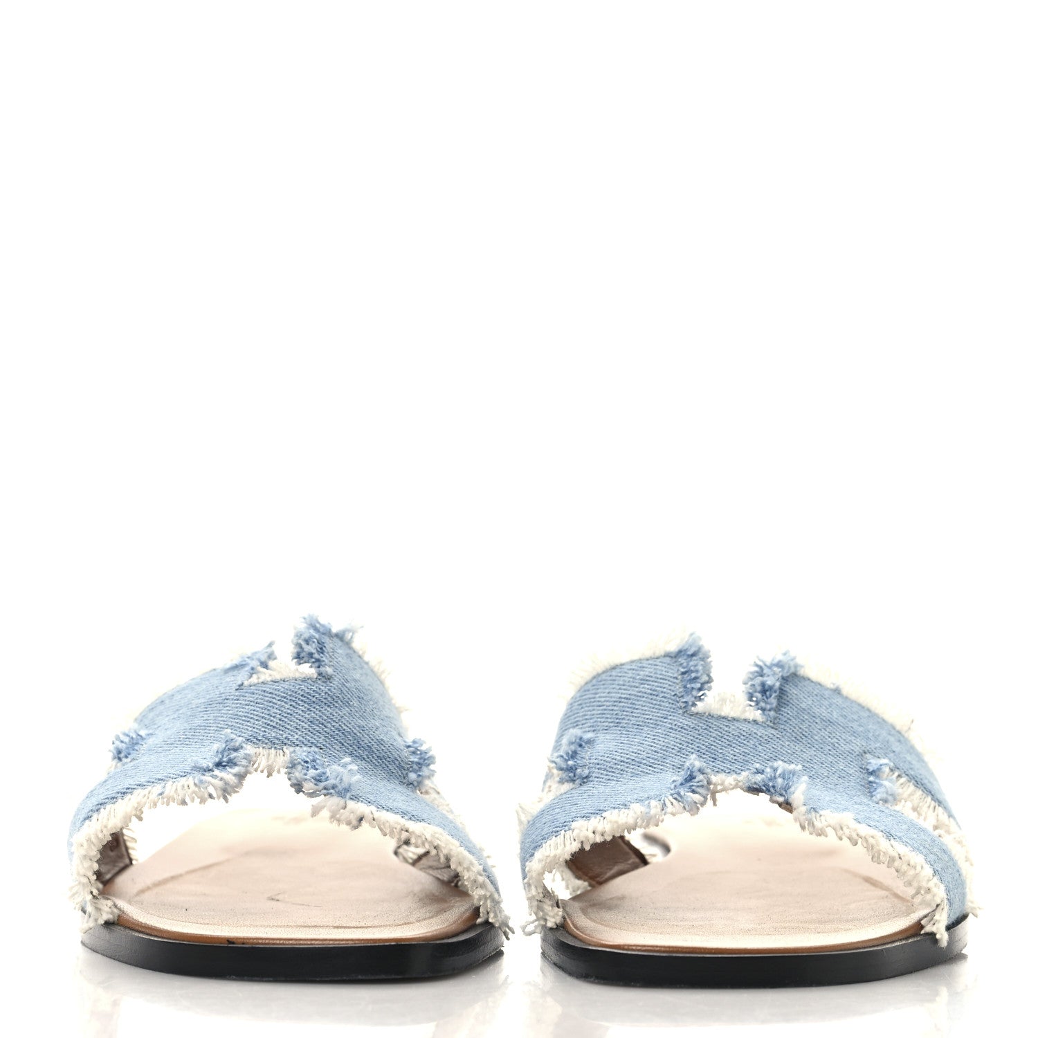 Denim Oran Fringe Sandals 36.5 Bleu Clair