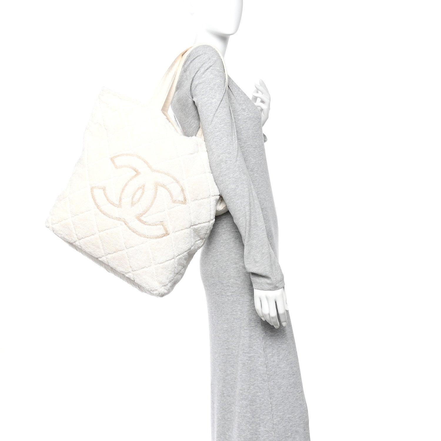 Terry Cotton CC Beach Tote Towel Set Ivory