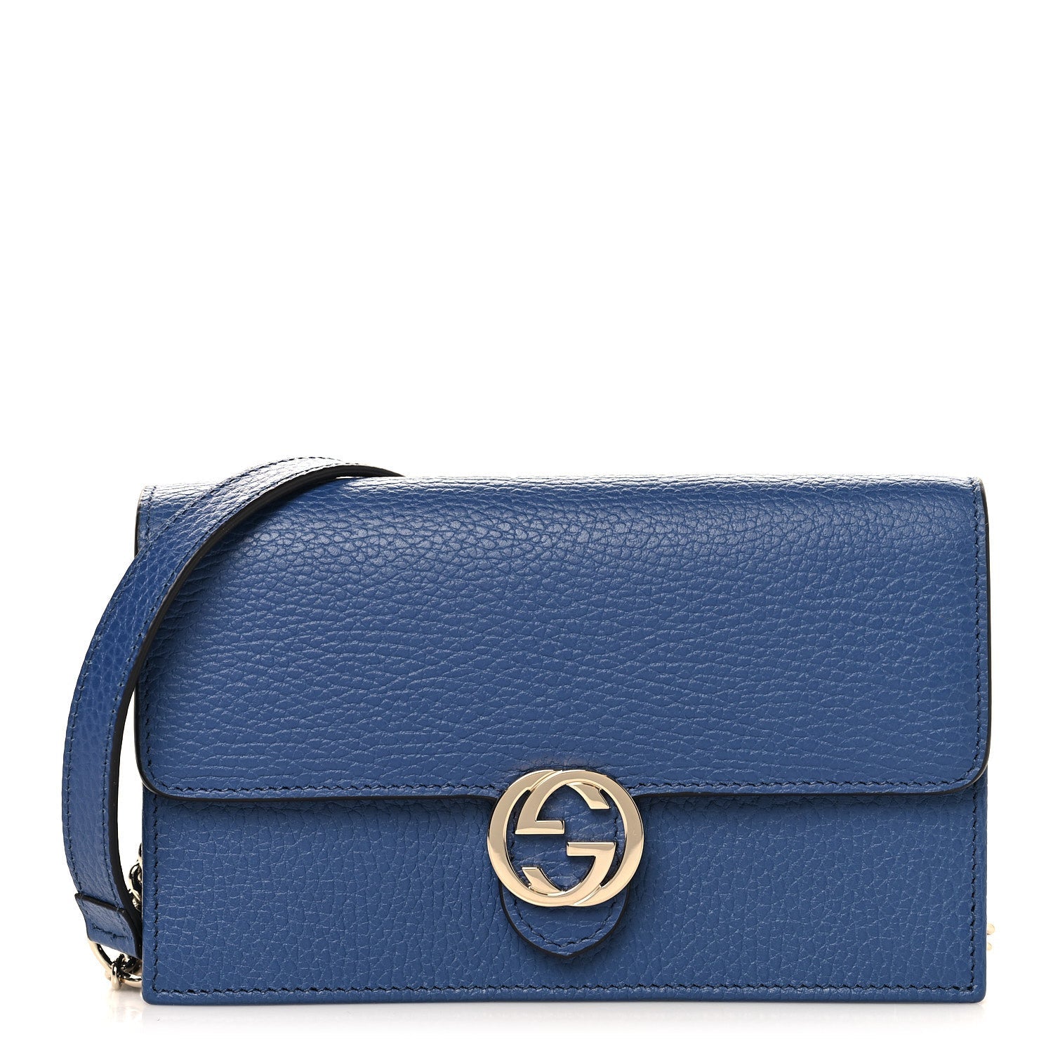 Dollar Calfskin Interlocking G Chain Wallet Caspian