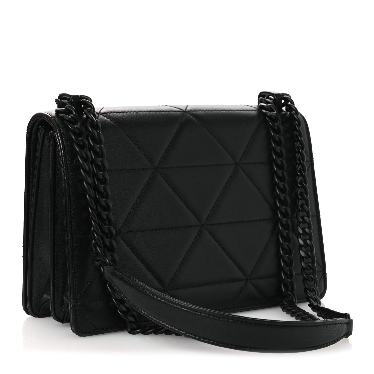 Nappa Triangle Stitched Spectrum Shoulder Bag Black