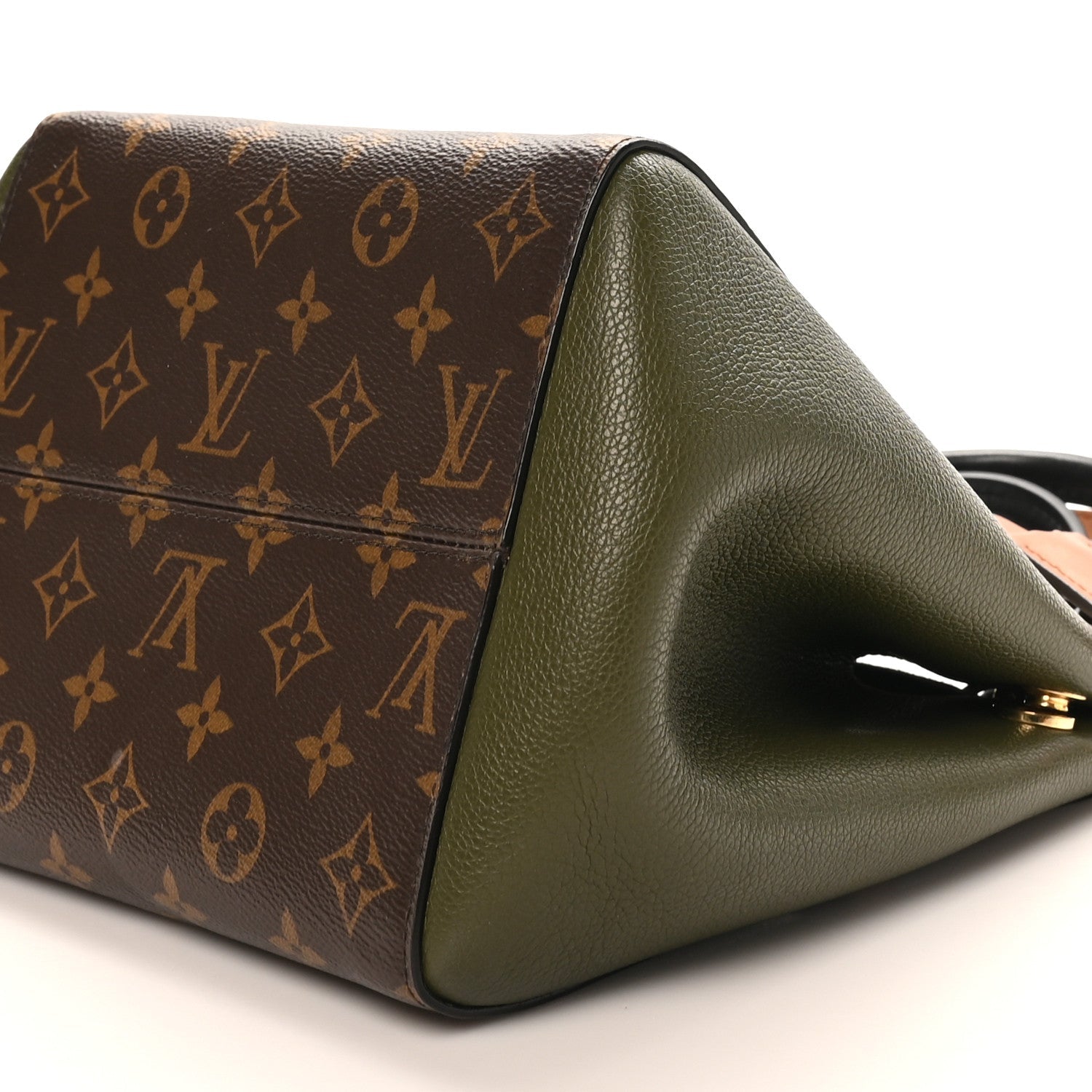 Calfskin Monogram Fold Tote PM Cream Khaki Black