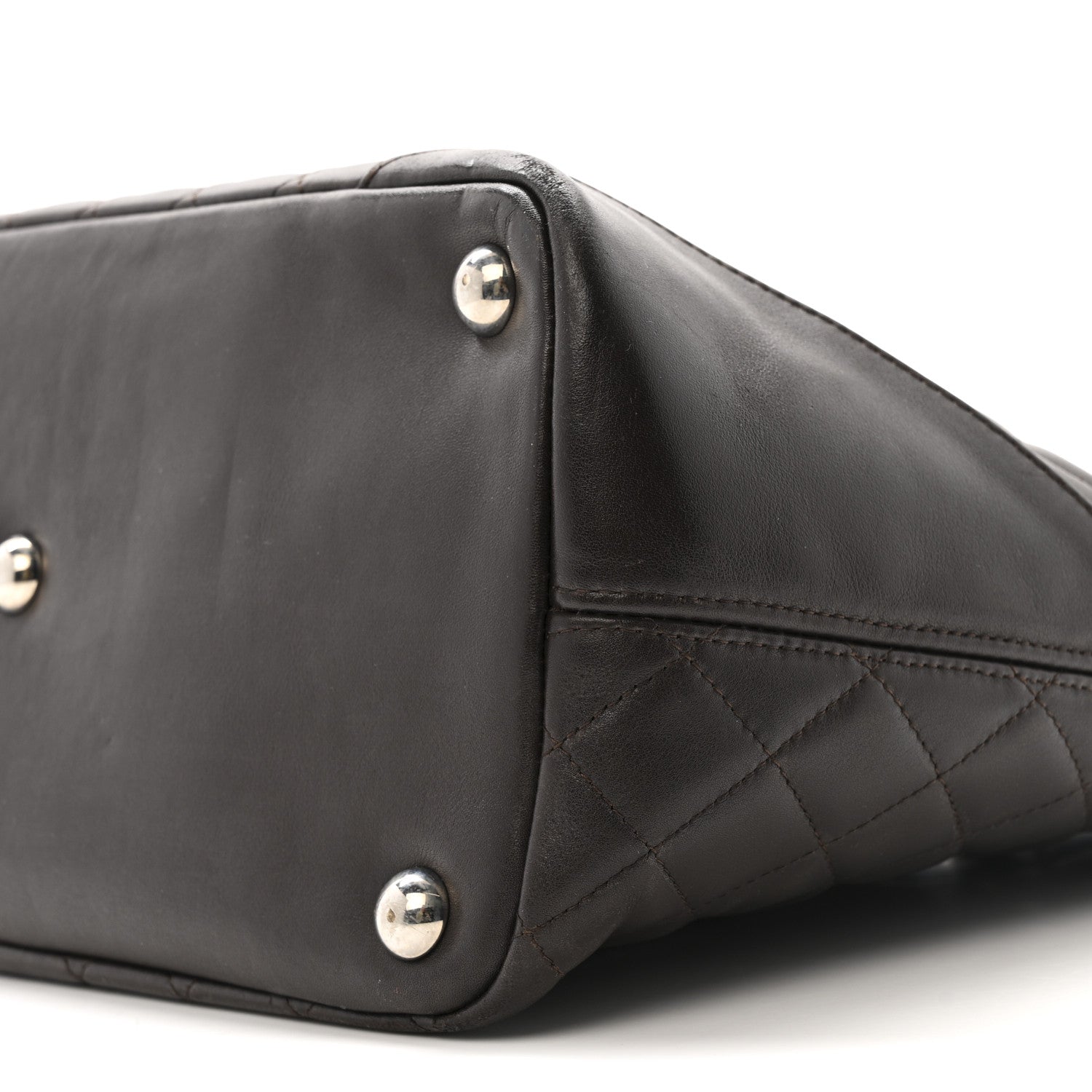 Calfskin Quilted Large Cambon Tote Brown
