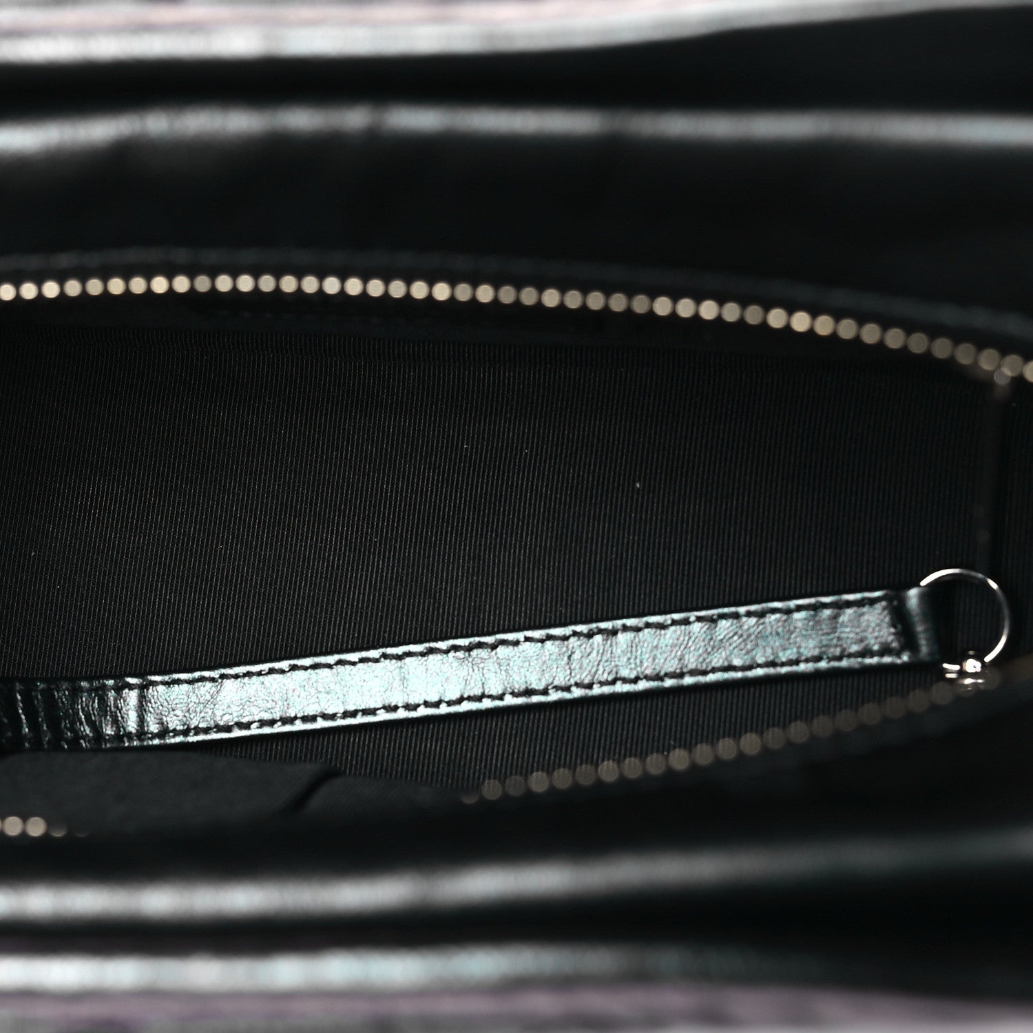 Iridescent Aged Calfskin Quilted Small Gabrielle Hobo Black