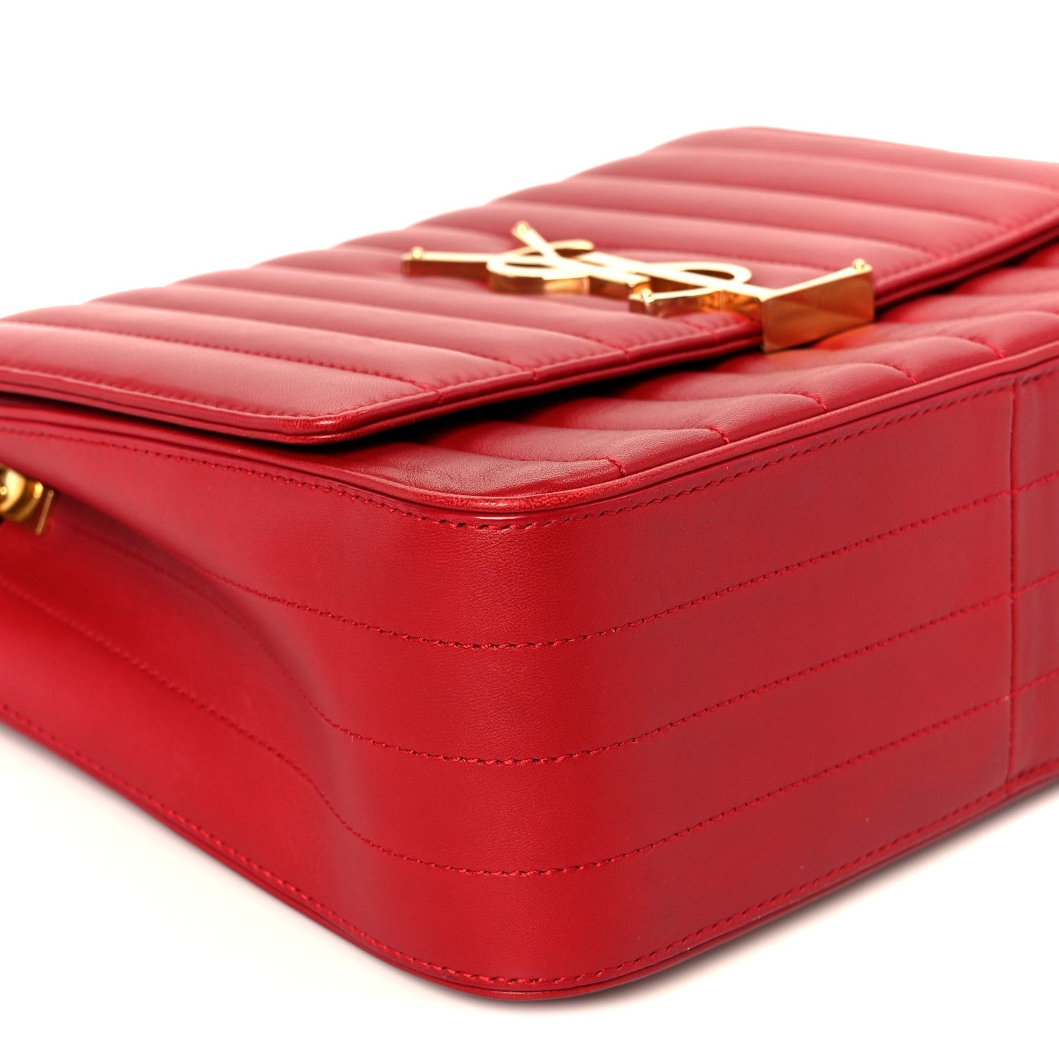 Lambskin Matelasse Monogram Large Vicky Chain Bag Rouge Eros
