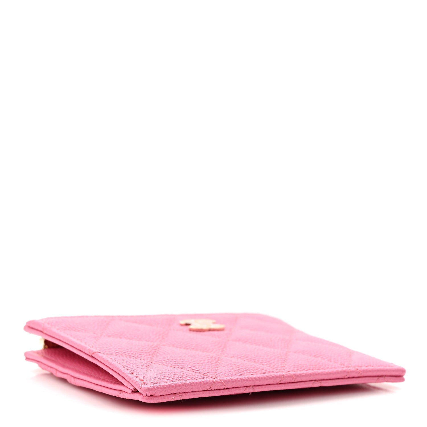 Caviar Quilted CC Zip Card Holder Pink