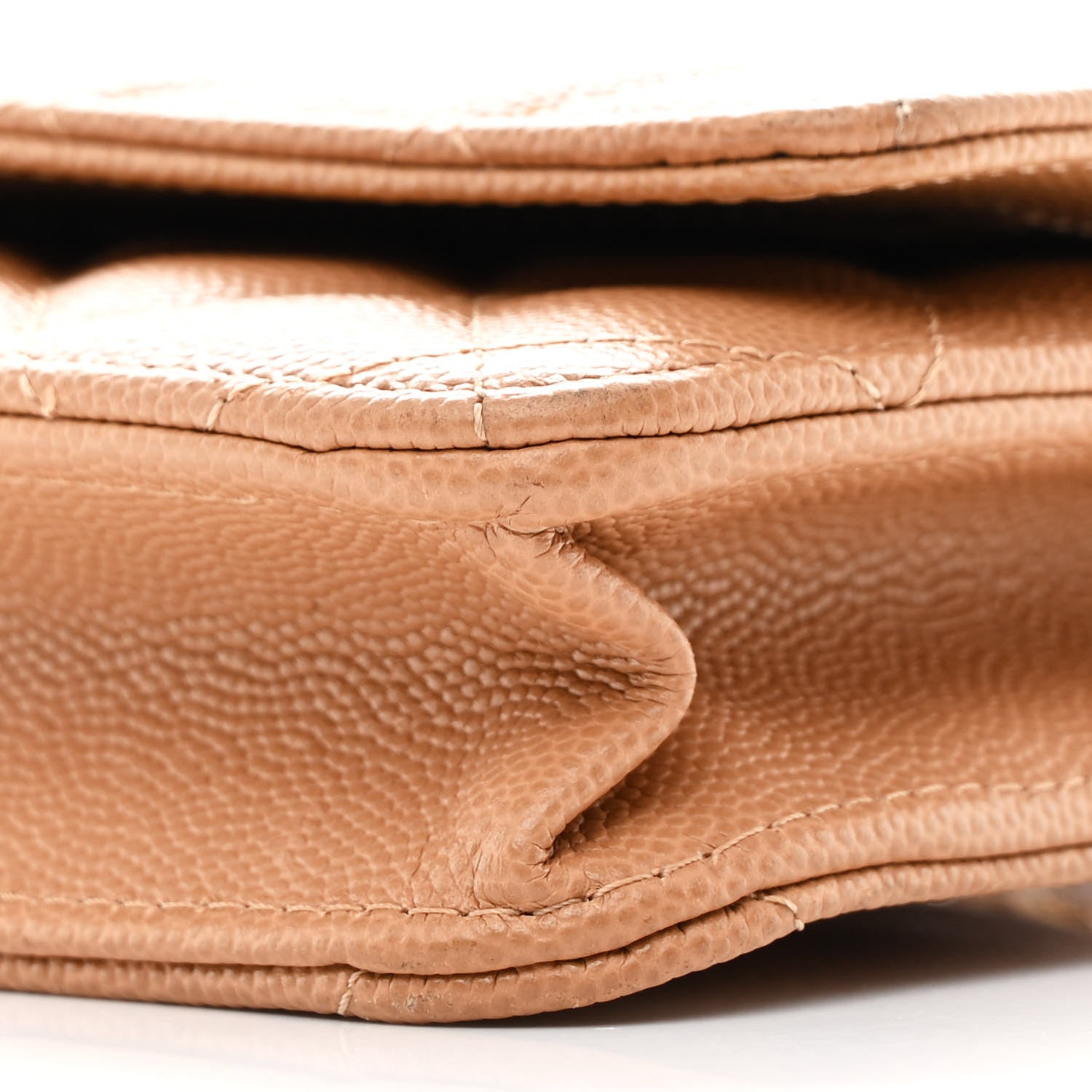 Caviar Quilted Wallet on Chain WOC Dark Beige