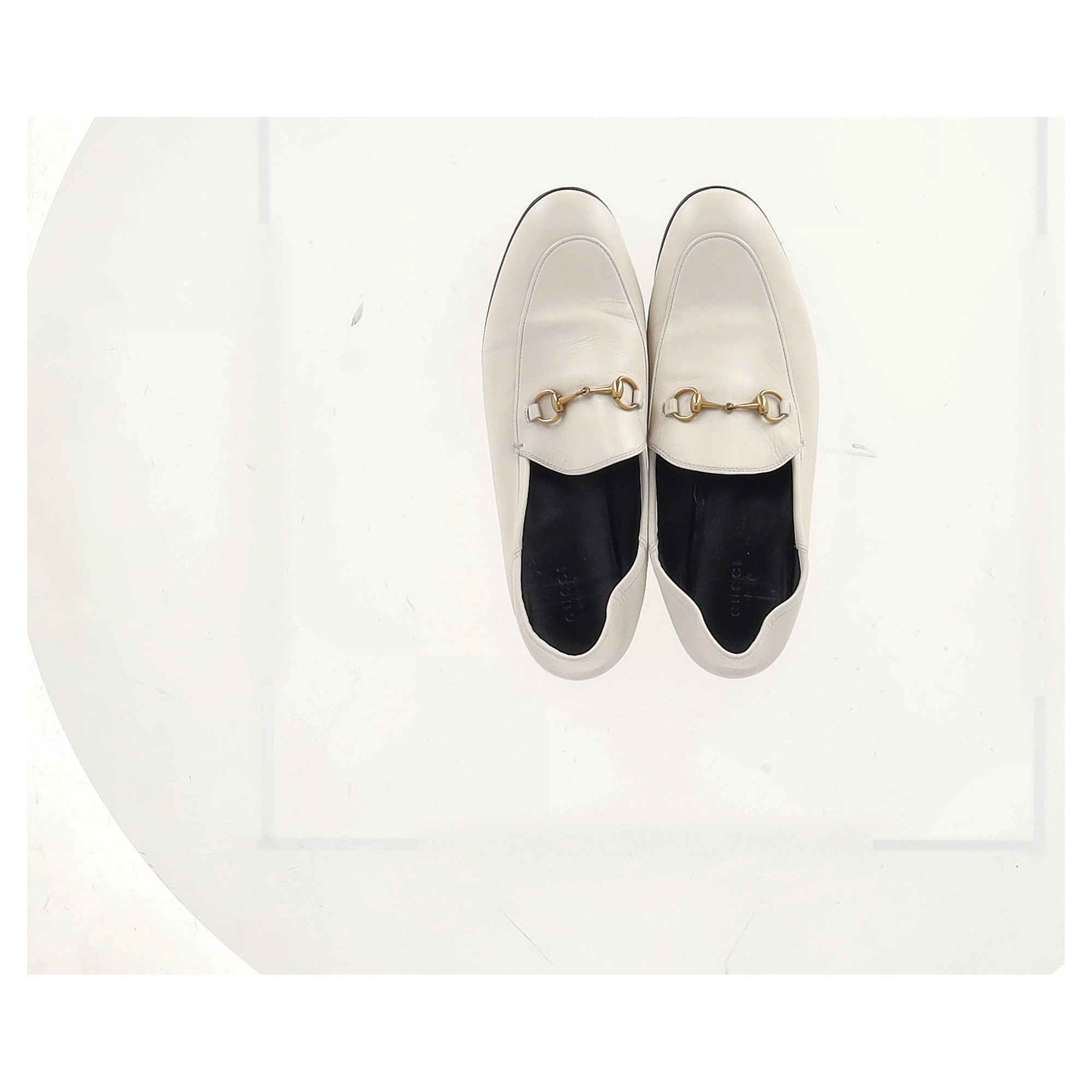 Women's Gucci Brixton Horsebit Loafers in White Lambskin Leather
