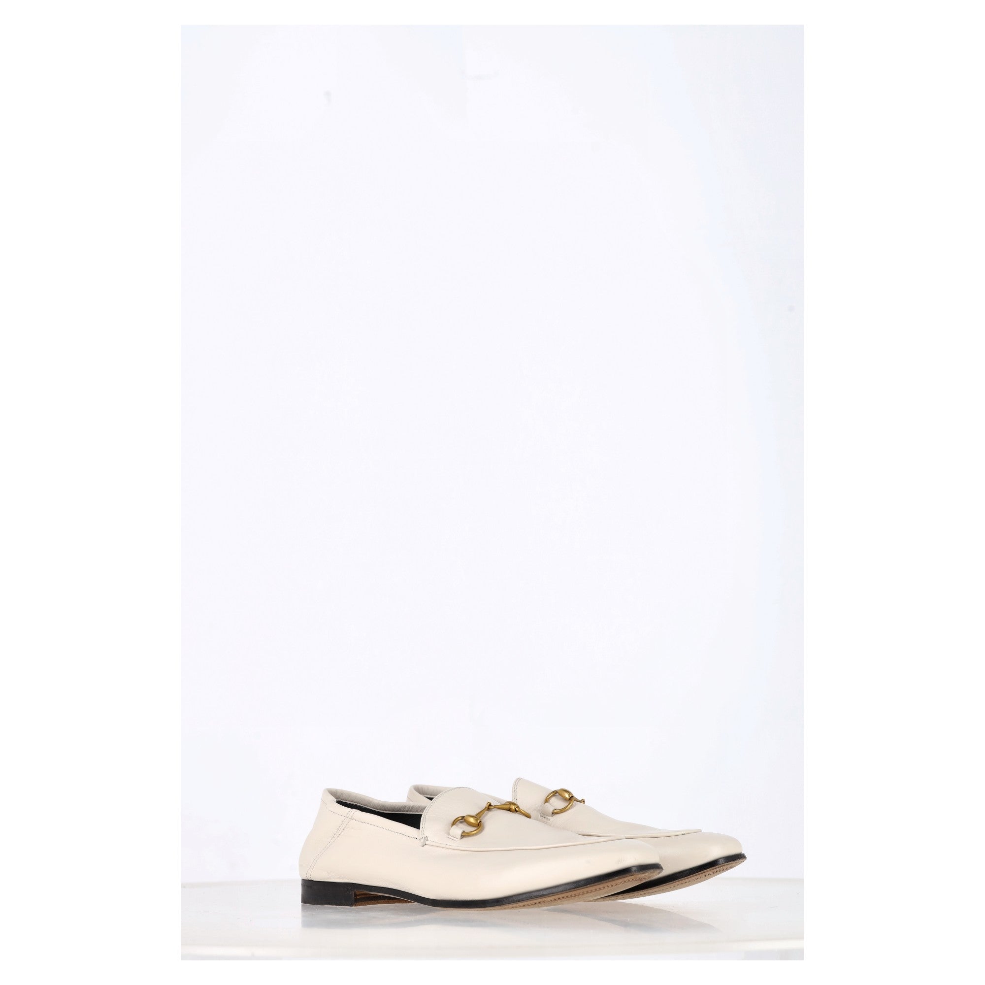 Women's Gucci Brixton Horsebit Loafers in White Lambskin Leather